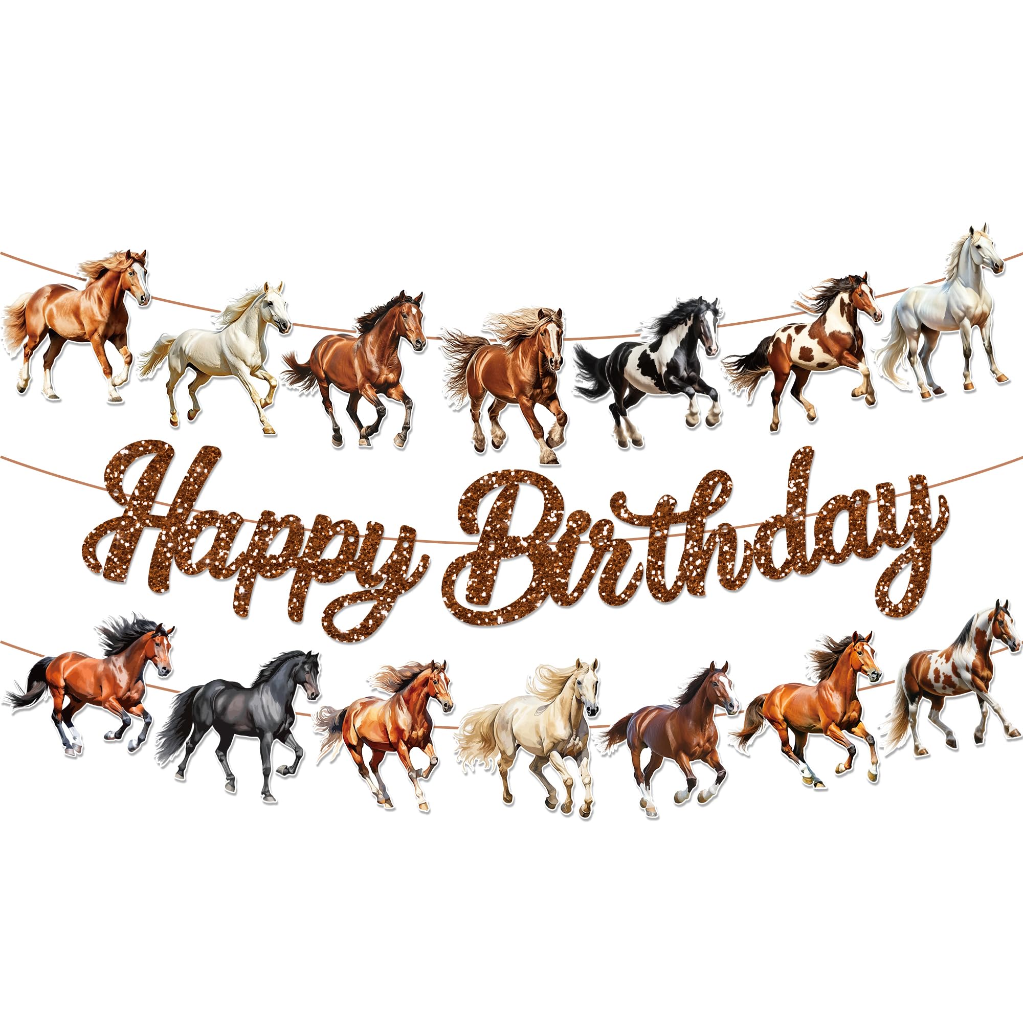 CC HOME 3Pcs Horse Happy Birthday Banner Party Hanging Banner Horse Racing Theme Birthday Bridal Wedding Shower Home Classroom Party Supplies Decoration