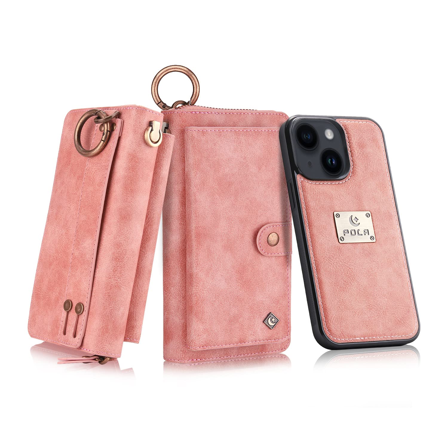 ☆ iPhone 14 Plus ケース 財布 大容量 多機能 手帳型 ピンク ☆ iPhone 14 Plus ケース 財布 大容量 多機能 手帳型 ピンク
