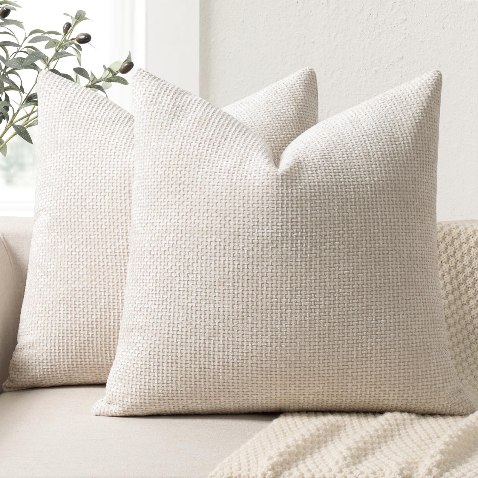ZWJD Kissenbezug 2er Set Chenille Kissenbezüge Sofakissen Kissenhüllen Dekokissen Weiche Sofakissenbezug für Couch, Bett und Wohnzimmer Heimdekoration Luxus Zierkissenbezüge