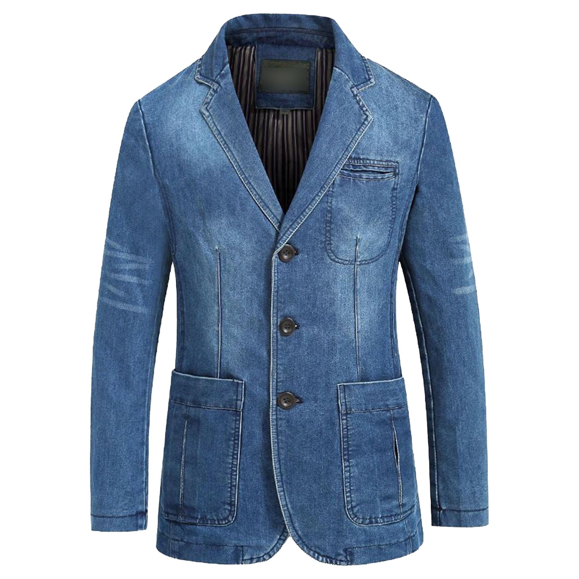 SWJGLITTR Mens Two Button Denim Suit Jacket Slim Fit Autumn