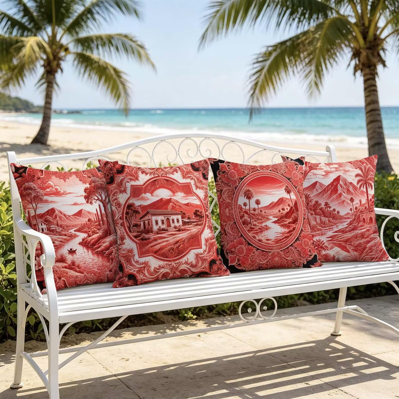 Landscape Outdoor Kissenbezug 60x60cm Wasserdicht Kopfkissenbezug THDZ0226 | Sofa Bett Dekokissen Bezug Pink Doppelseitiger Druck Unsichtbarer Reißverschluss for Home Decoration Geschenke für Frauen