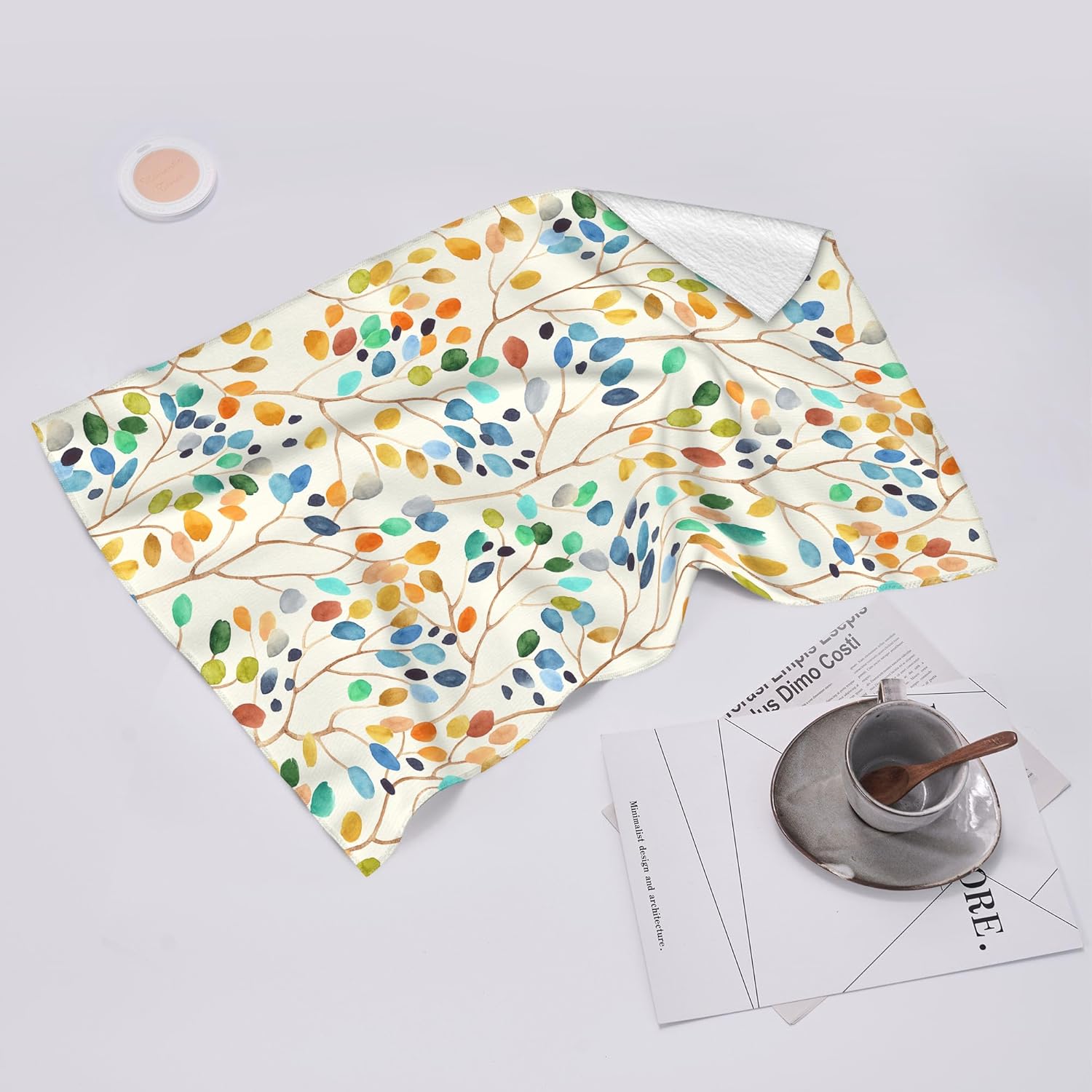 Colorful Leaves Kitchen Towels Sets of 2 Watercolor Floral Dish Towel for Kitchen Drying Absorbent Hand Towels for Cooking Baking Bathroom Farmhouse Decor Spring Summer Tea Towel - Image 6