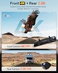 WOLFBOX G900 PRO Mirror Dash Cam with STARVIS 2 IMX678, 12 inches Rear View Mirror Camera with Front 4K and Rear 2.5K, Included 128GB Card, Voice Control, 5.8GHz WiFi, GPS & G-Sensor, Loop Recording