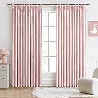 Vista 46 de Cortinas opacas térmicas 100% de 84 pulgadas de longitud, juego de 2 paneles para dormitorio, cortinas de ventana de lino con pinzas plegadas