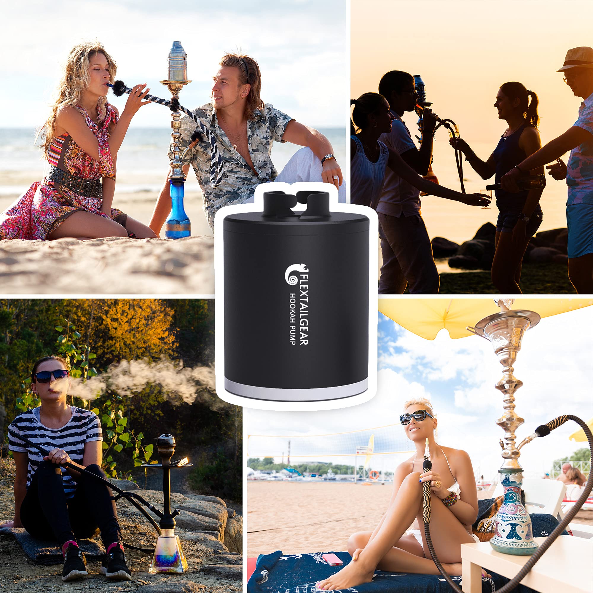 FLEXTAILGEAR Electric Hookah Pump Kit with 1300 mAh Rechargeable Battery Led Light Mini Portable