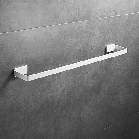 Toallero 40 cm de pared pintura blanca, acero inoxidable SUS 304, barra de toalla de baño, Beelee BA19301C-40