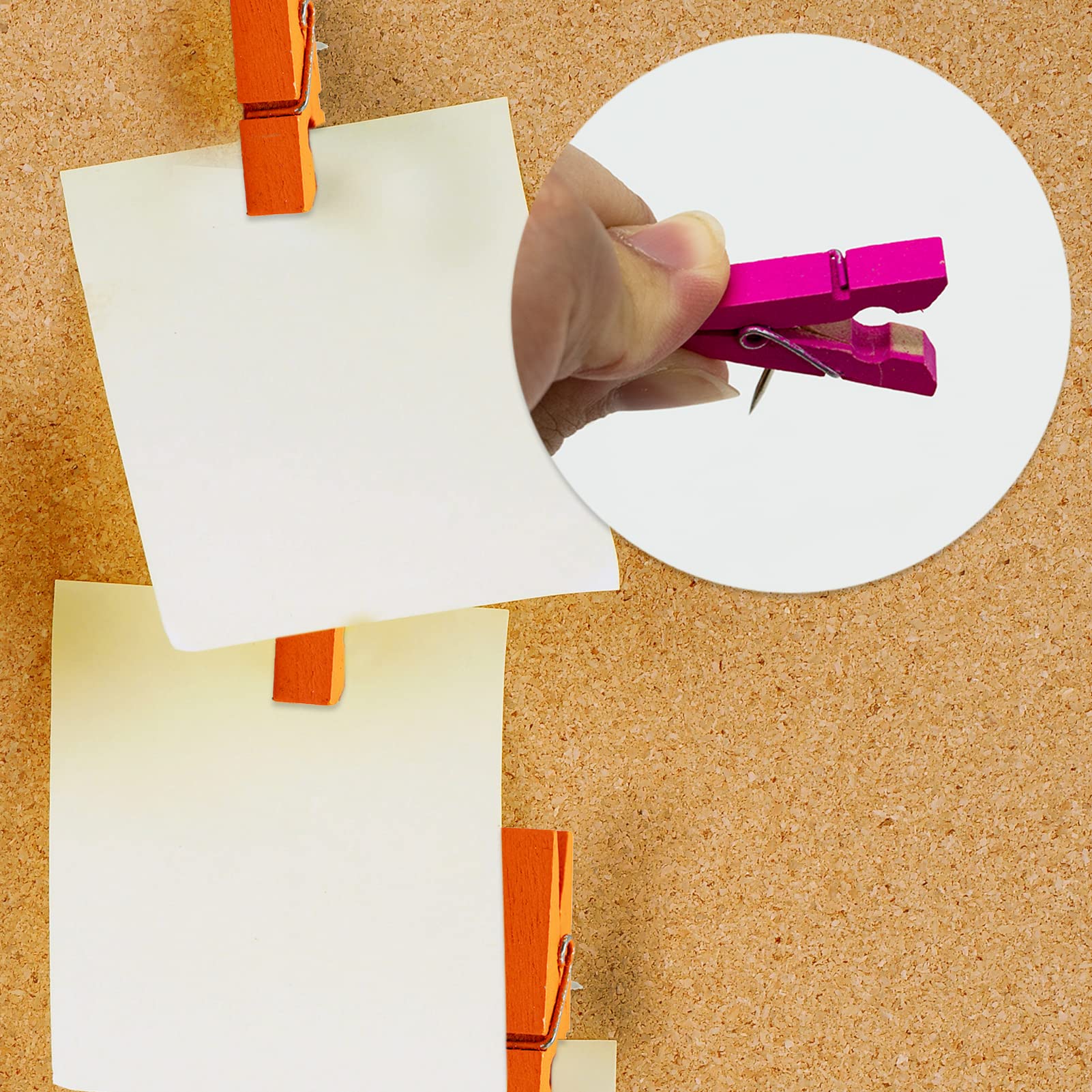 Set 50 Puntine Colorate Con Mollette Per Lavagne Sughero - Ideali Per Foto, Appunti E Decorazioni - Foto 8