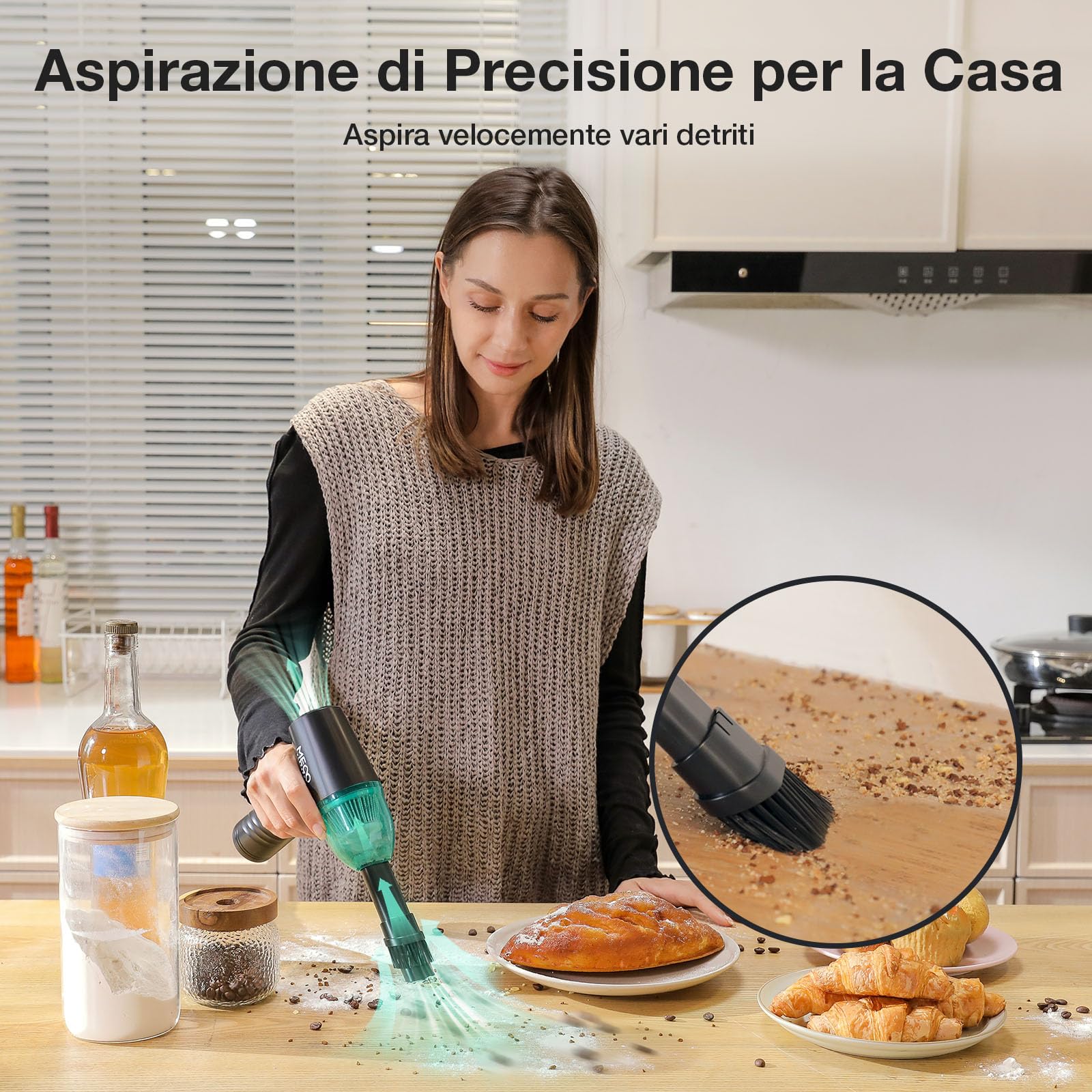 MECO ELEVERDE 2 in 1 Aspirapolvere Per Computer, 100000 Giri/Min Elettrico Rimuovi Polvere Aria Compressa Senza Fili, 3 Velocità Soffiatore Portatile, 10Kpa Aria Compressa Spray PC, Auto, Verde