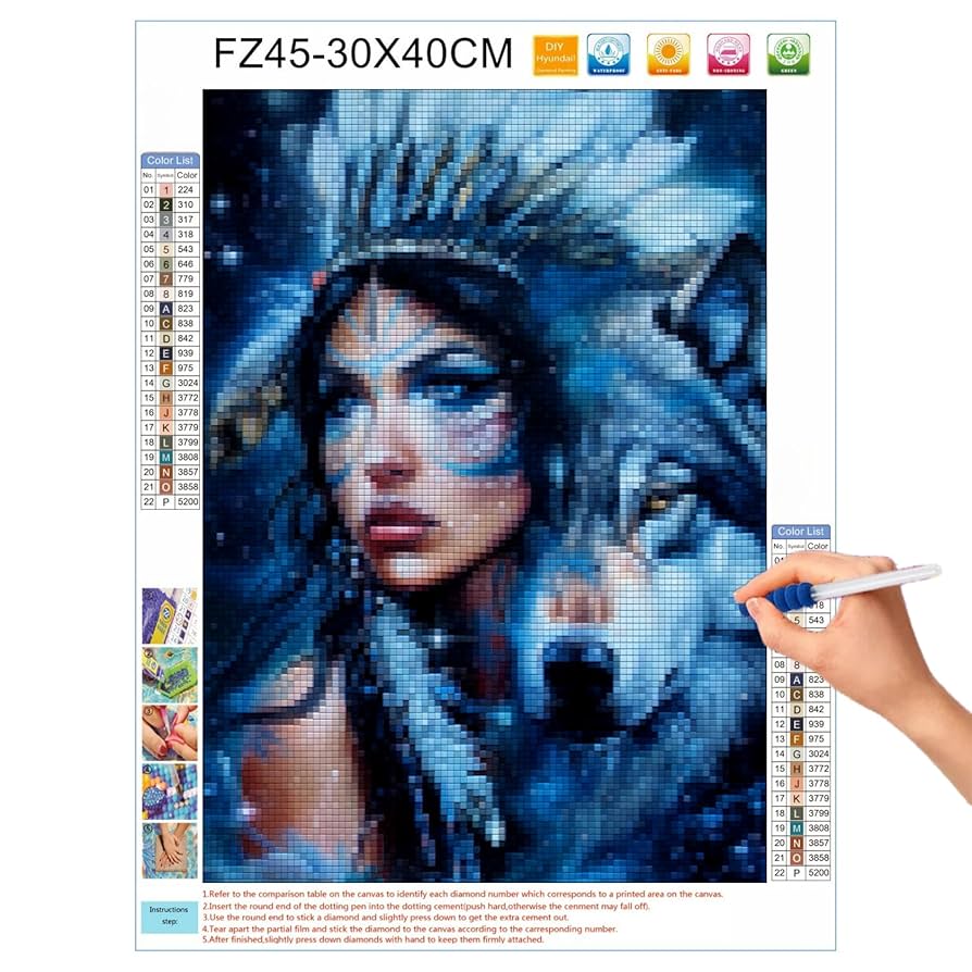 ✝️From old American canvas✝️ 5D Diamond Art Painting Native Indian American Woman and