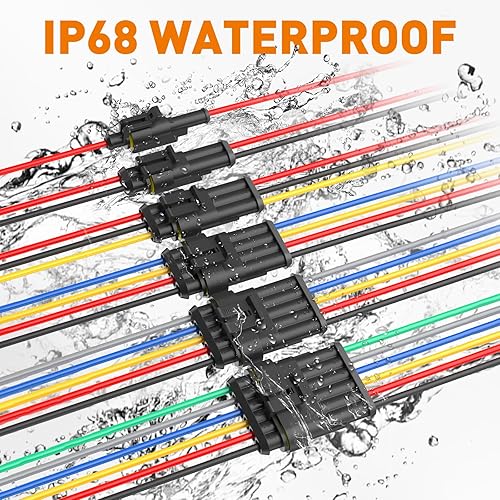 Miniatura 4 de NAOEVO Conectores de 123456 pines, conectores de cable impermeables 16 AWG, conectores de cable automotriz de 0.09 pulgadas macho hembra con tubo