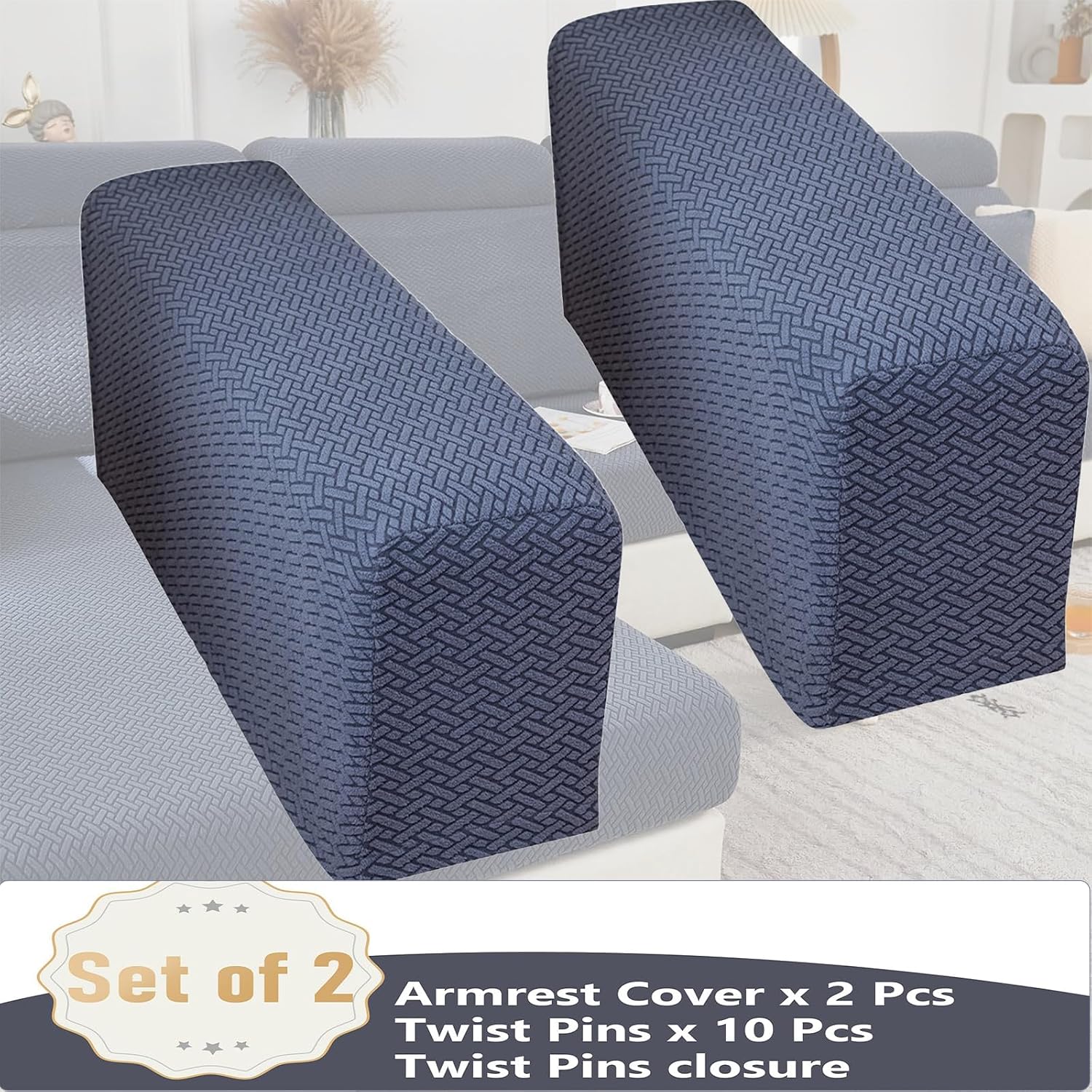 Couch Arm Covers,Set of 2 Sofa Arm Covers | Stretch Armrest Cover for Sofa, Anti-Slip Furniture Protector Washable Arm Rest Armchair Slipcovers