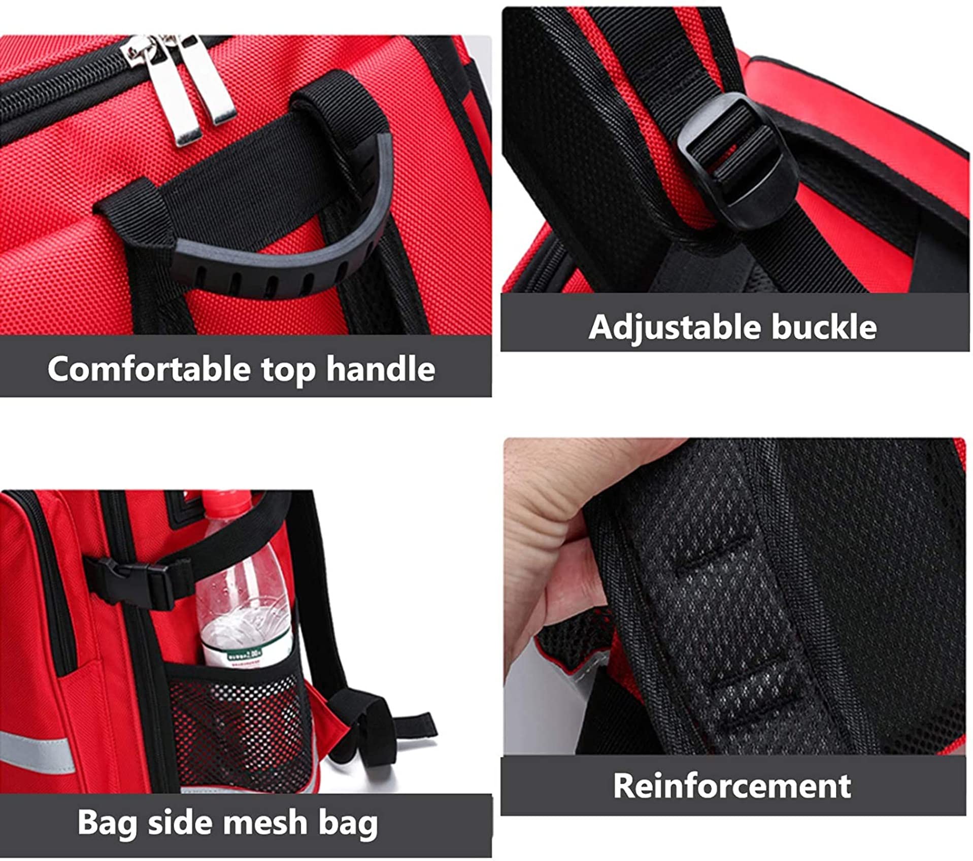 Tragbares Erste-Hilfe-Set Erste-Hilfe-Tasche Trauma-Rucksack leer, medizinisches Notfall-Überlebens-Set für EMS, Camping, Wandern, Gesundheit zu Hause, Exkursionen (Color : Red)