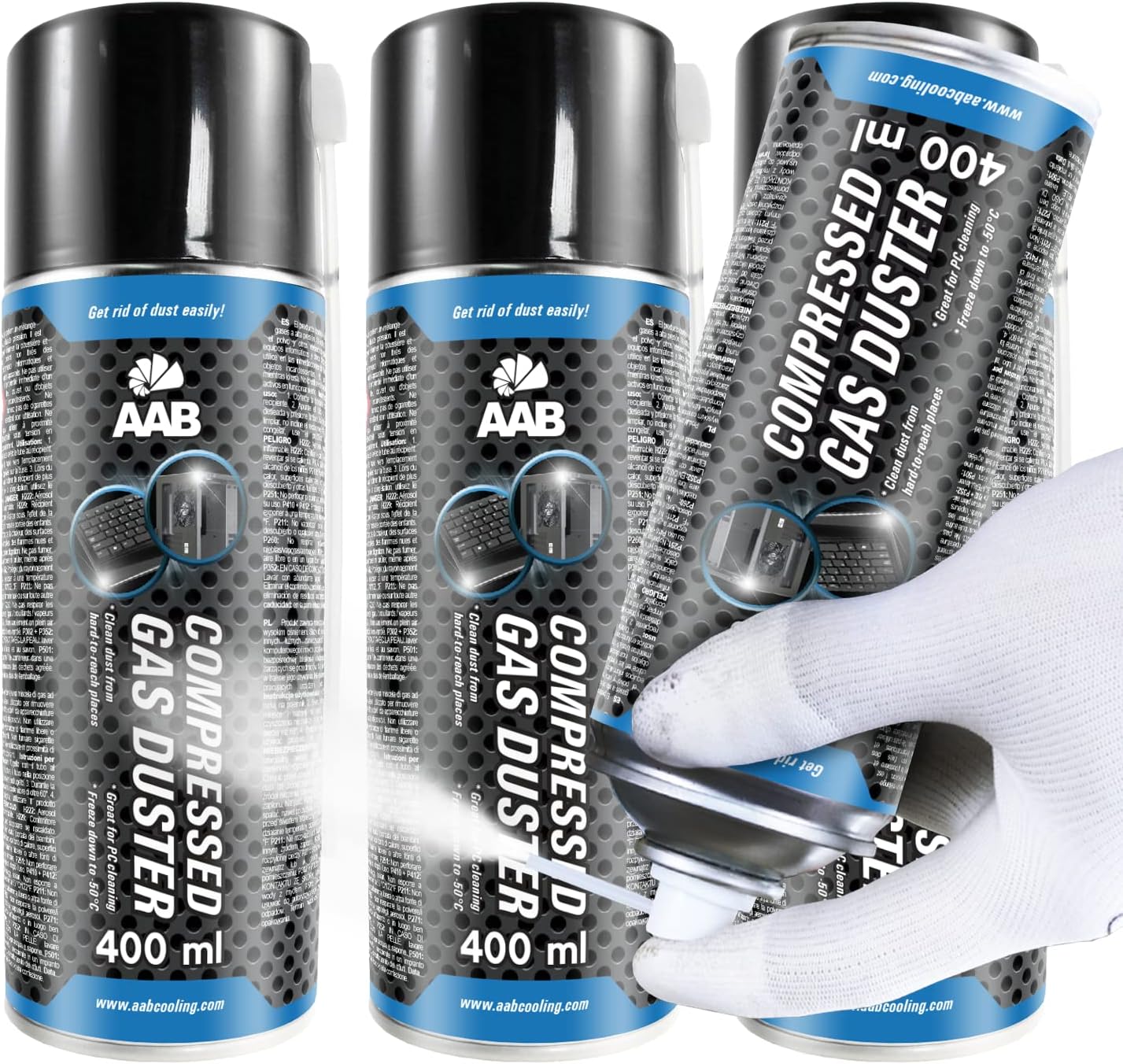 AABCOOLING Compressed Gas Duster Freezing Spray 400ml - Set of 3 - Freeze Spray Release, Freezer Spray, Component Freezer, Quick Freeze, Circuit Freezer, Freezes Down to -50*C