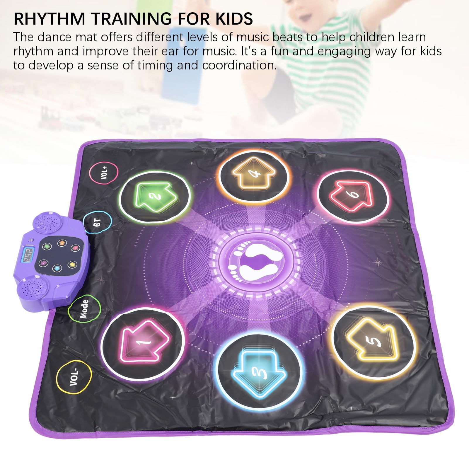 Electric Music Dance Mat, Dance Game Mat Home or Outdoors for Kids Learning Rhythm and Coordination