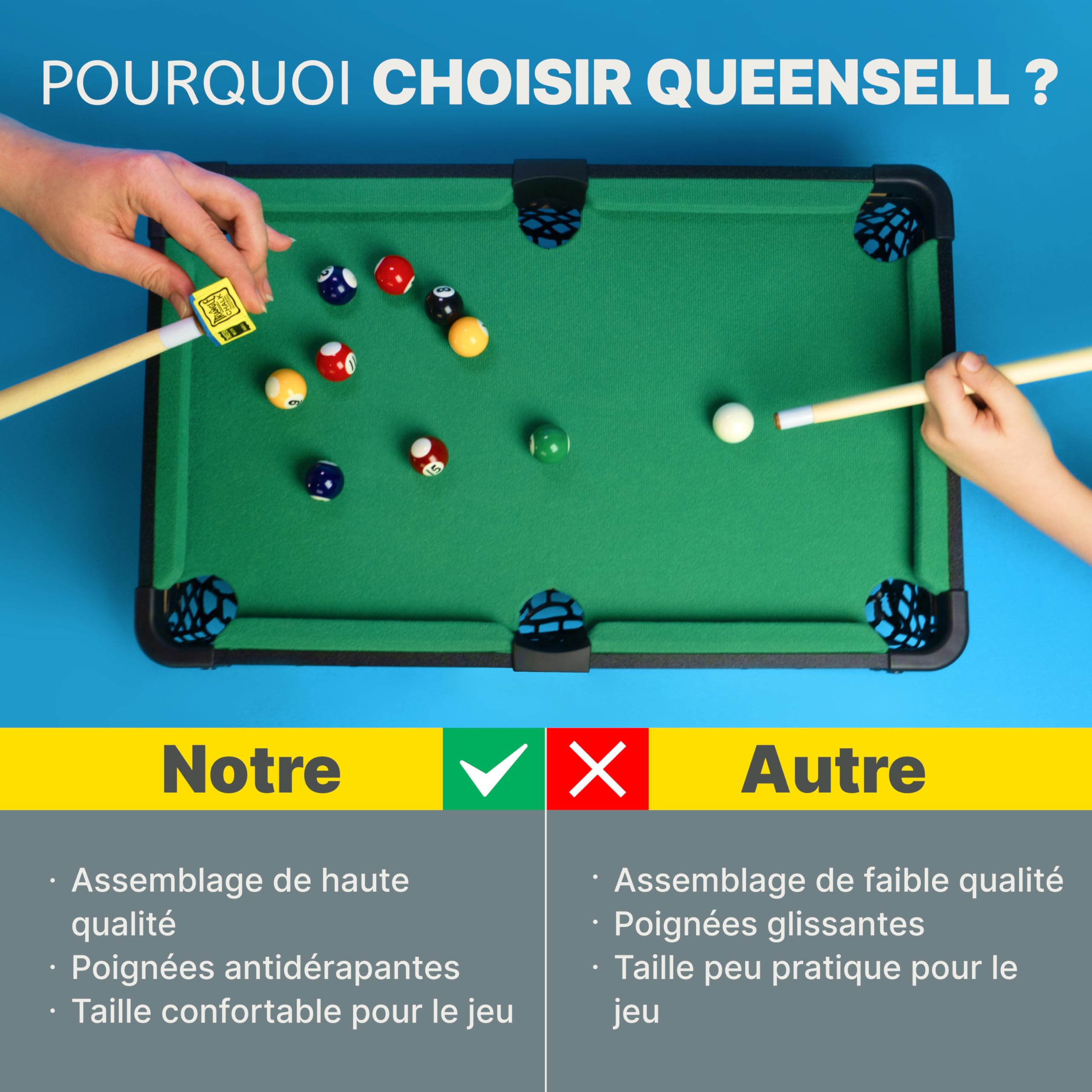 Table De Jeu – Mini Table De Billard de 50 cm, Petite Tables de Pool pour Soirées Jeux en Famille – Assemblage Simple Requis