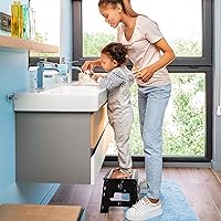 Vista 4 de Delxo Taburete plegable de 9 pulgadas en negro, taburetes plegables para niños, taburete plegable portátil con asa, taburete plegable para cocina