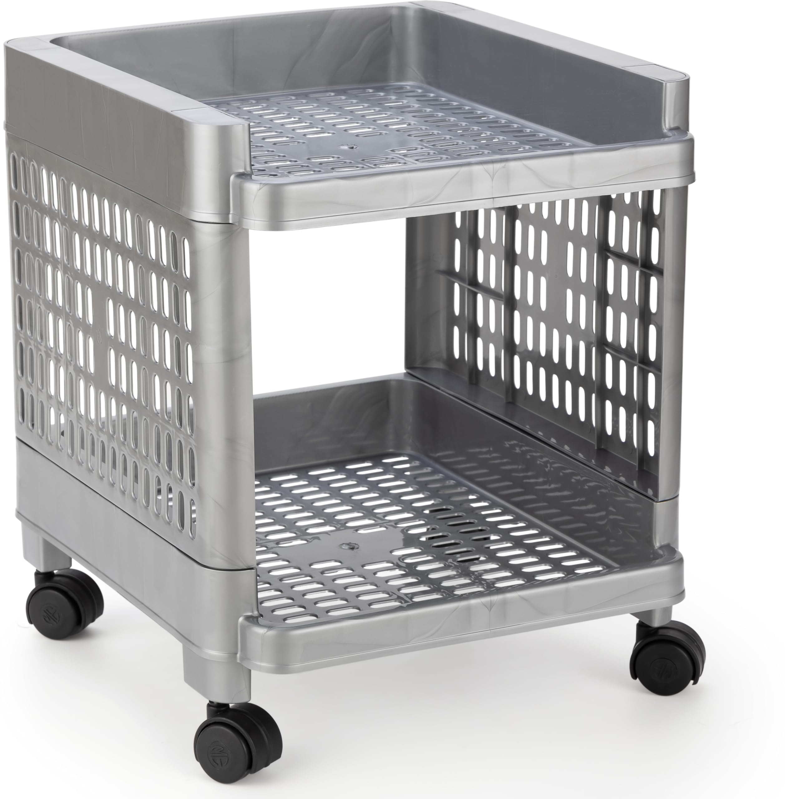 Finner Fruits/Vegetables Kitchen Rack Plastic 2 Layer Multipurpose Shelf/Stand/Trolley Basket Rack for Kitchen Office Rack Grey - 2 Step-picture-15