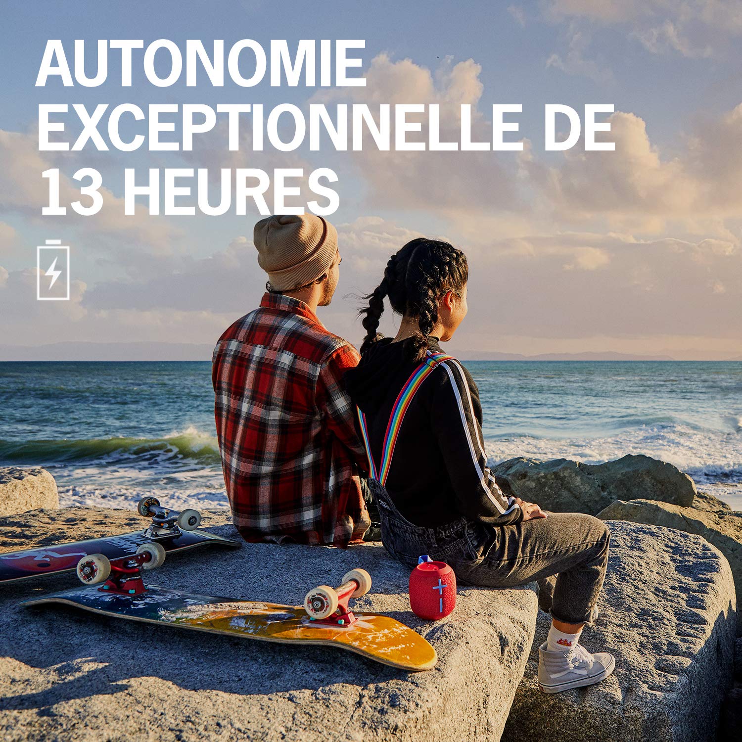 Ultimate Ears Wonderboom 2 - Enceinte sans Fil Bluetooth Portable, Basse Profonde, Son Puissant à 360°, Etanche, Flottante, Batterie Longue Durée 13h - Noire