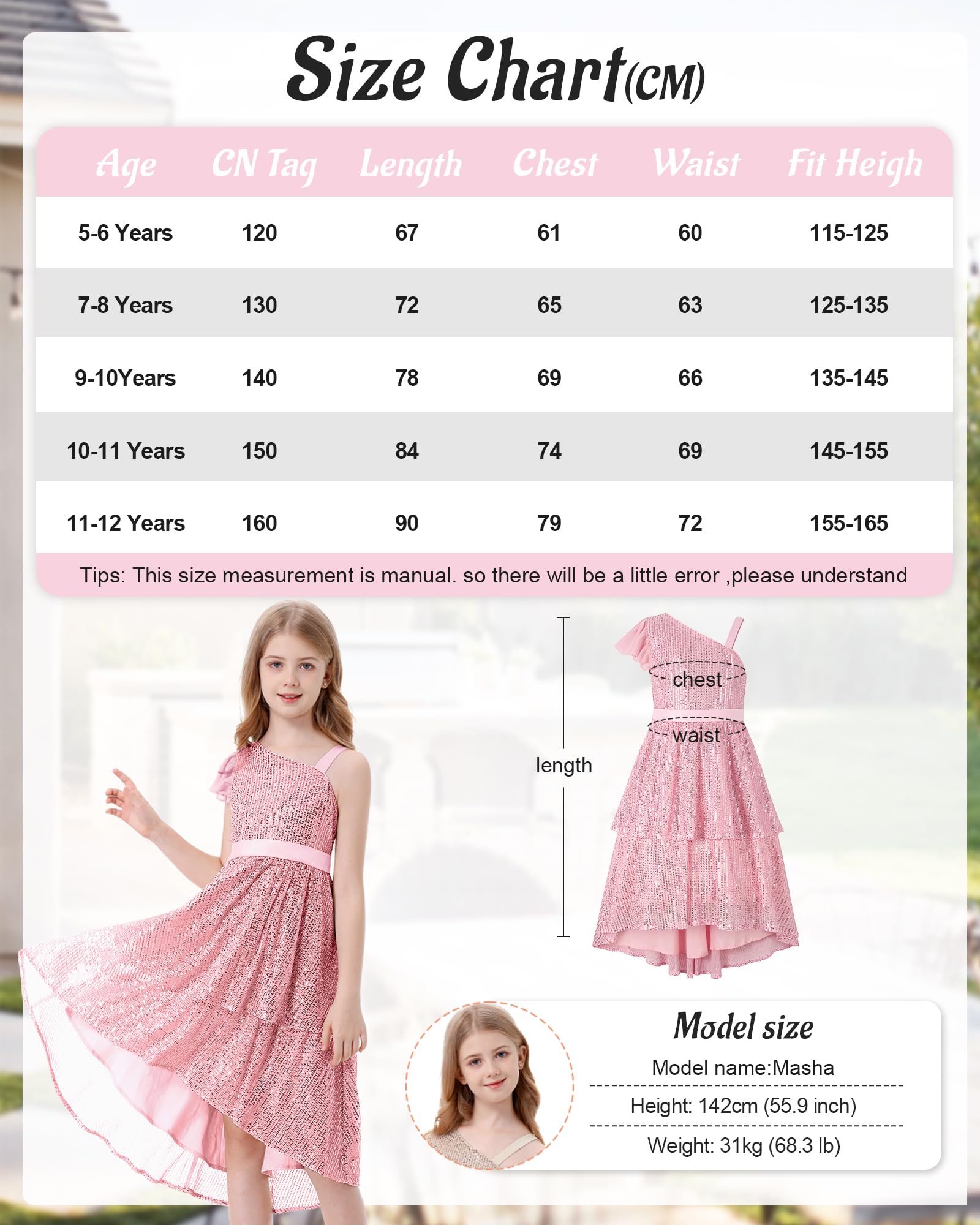 LOLANTA Filles Robe Paillettes Robe Ceremonie élégante, Robe étincelante de Soirée Fête de Mariage mi-Longue sans Manches