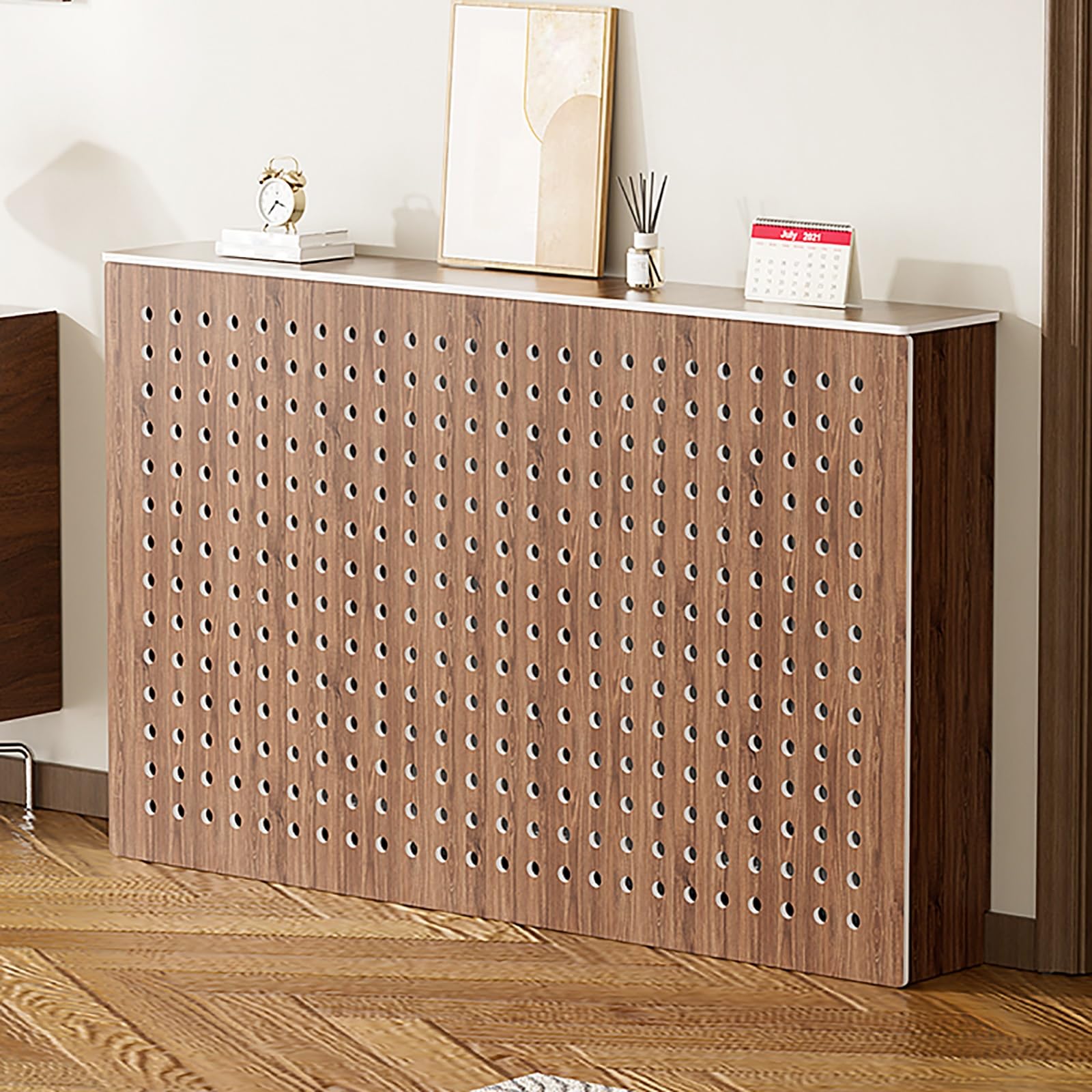 Copritermosifone Marrone per Riscaldamento Domesticocopri Termosifone Moderno Pannello Forato Copritermosifoni Radiatore per Collettore di Riscaldamento a Pavimento(60x70x15cm/24x28x6in)