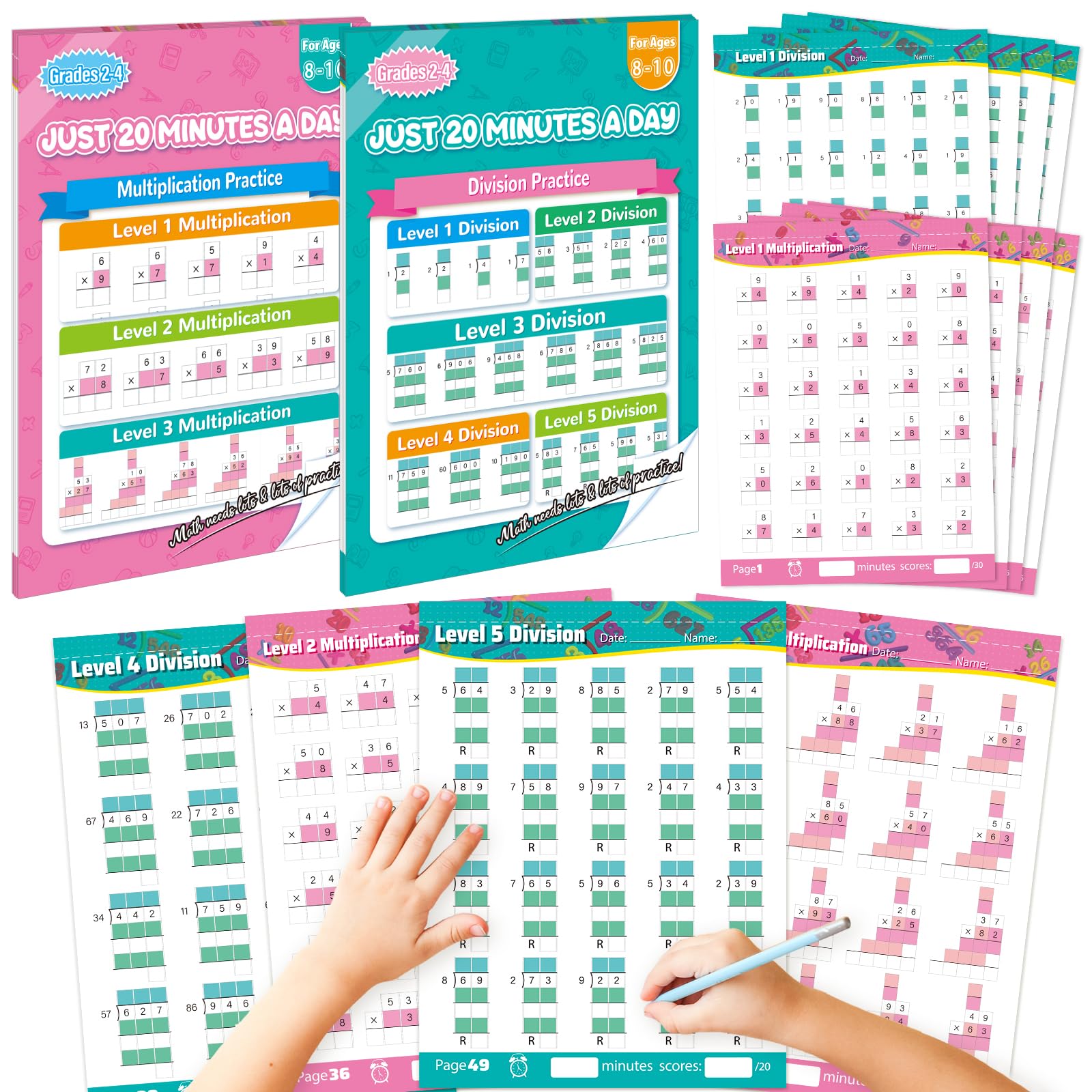 Cahier de travail de multiplication et division pour accompagner les progrès de votre enfant - 8