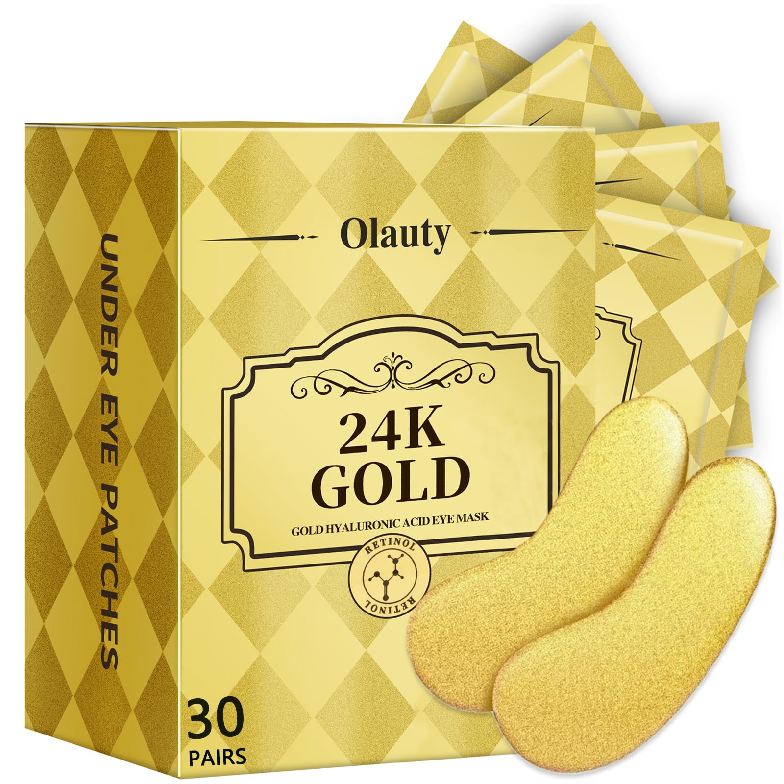 30 Pairs Under Eye Patches, 24k Gold Under Eye Mask For Puffy Eyes,Dark Circles,Bags, Nourishing Collagen Under Eye Gel Pads,Reduces Wrinkles,Revitalises and Refreshes Your Skin