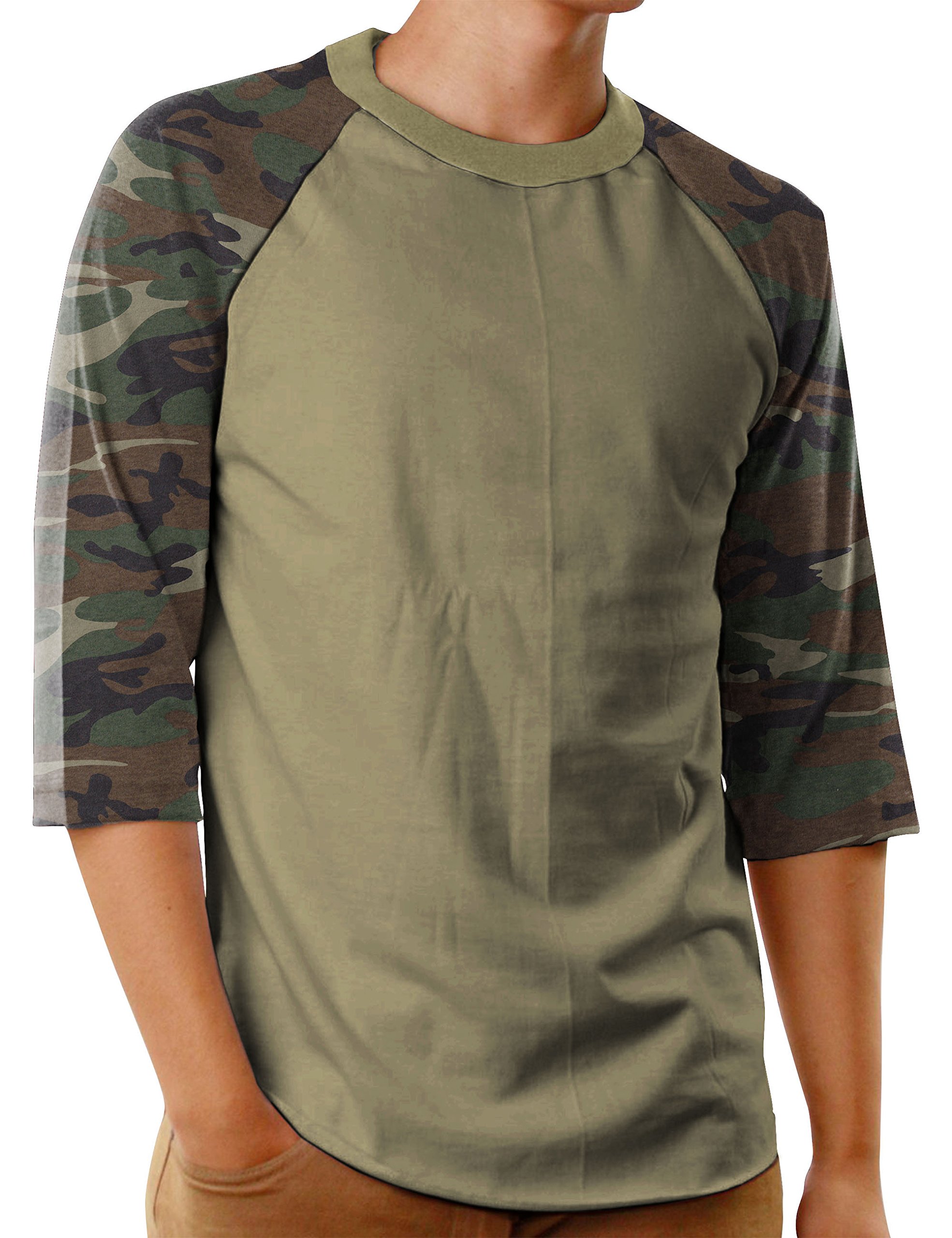 Hat and BeyondMens Baseball Raglan T Shirts 3/4 Sleeves Casual Cotton S-3xl Jersey 1KSA0001