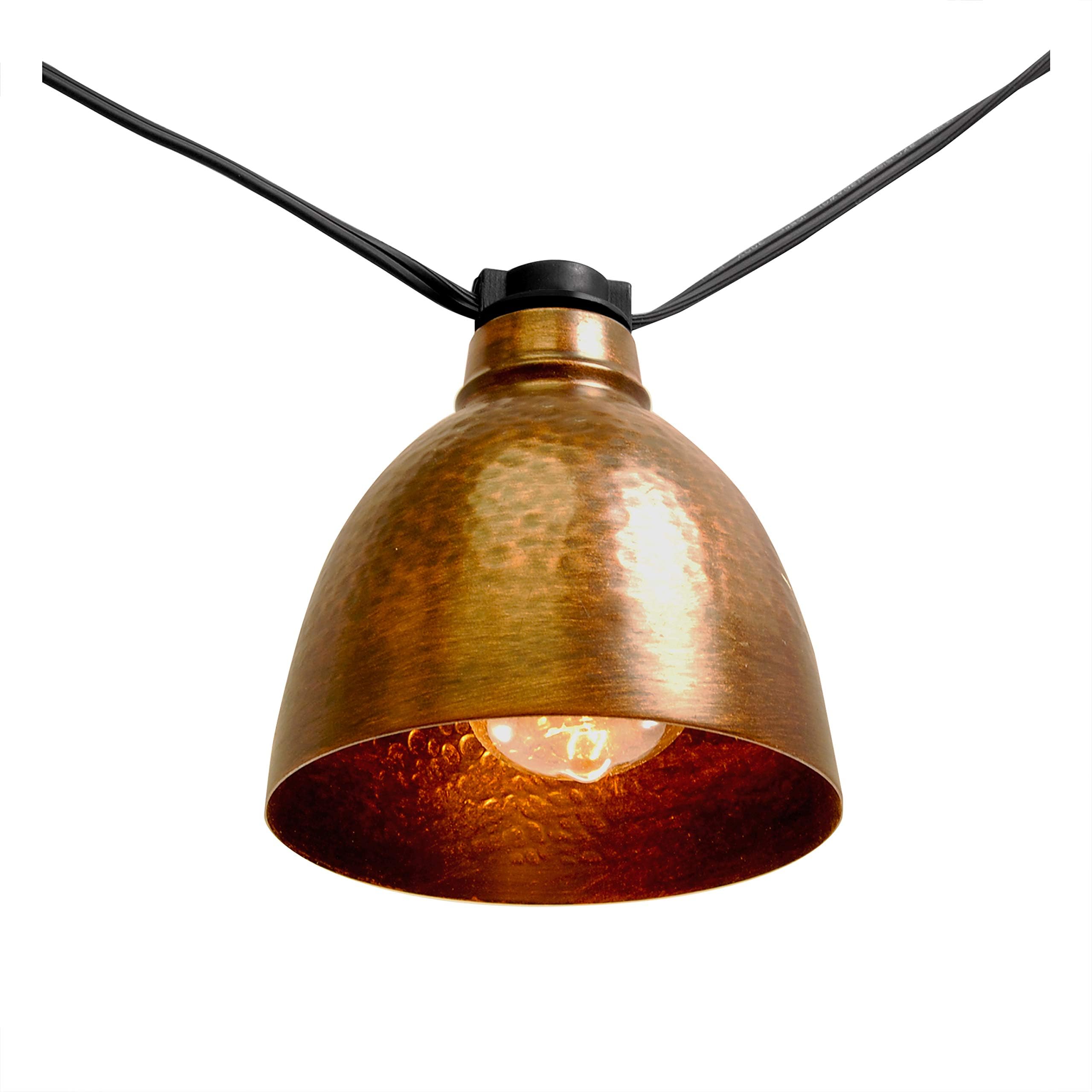 LumabaseElectric Café String Lights with 10 Brown Metal Domes