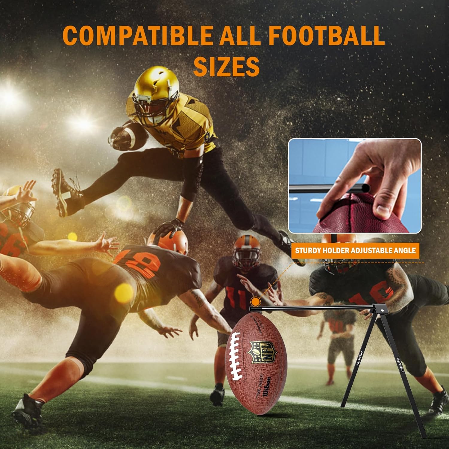 Football Kicking Tee Stand, Field Goal Punter Kick Off Holder Compatible with All Football Sizes, Portable Football Accessories Practice Gifts for Tracker