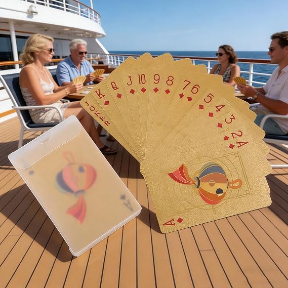 Durability Gold Foil Playing Cards with Cartoon Zodiacs Animals Waterproof Card for Gatherings Resilients Playing Cards