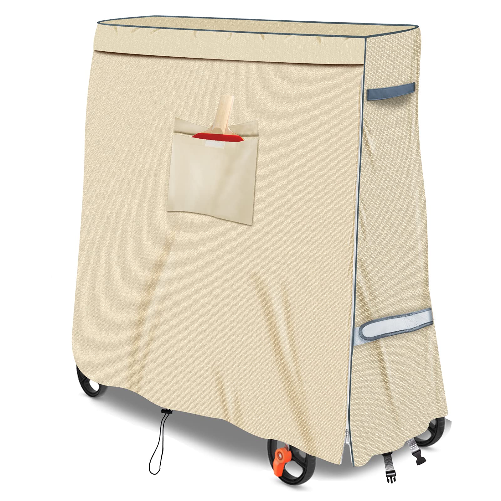 SOKINGCOVER Copertura per tavolo da ping pong, 600D, impermeabile, in tessuto Oxford General Edition, 165 x 71 x 180 cm, con tasca e cerniera, colore: cachi