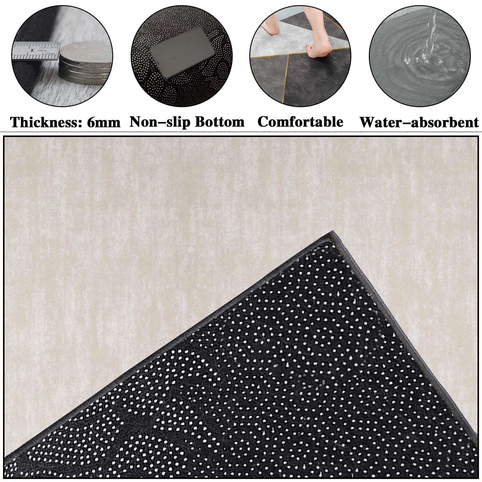 Läufer Teppich für Flur Küche rutschfest 120 x 500 cm Beige Teppichläufer Flur Waschbar Küchenläufer Flurteppich Küchenteppich Flurläufer Lang Korridor Teppich Läufer für Flur Eingang Schlafzimmer