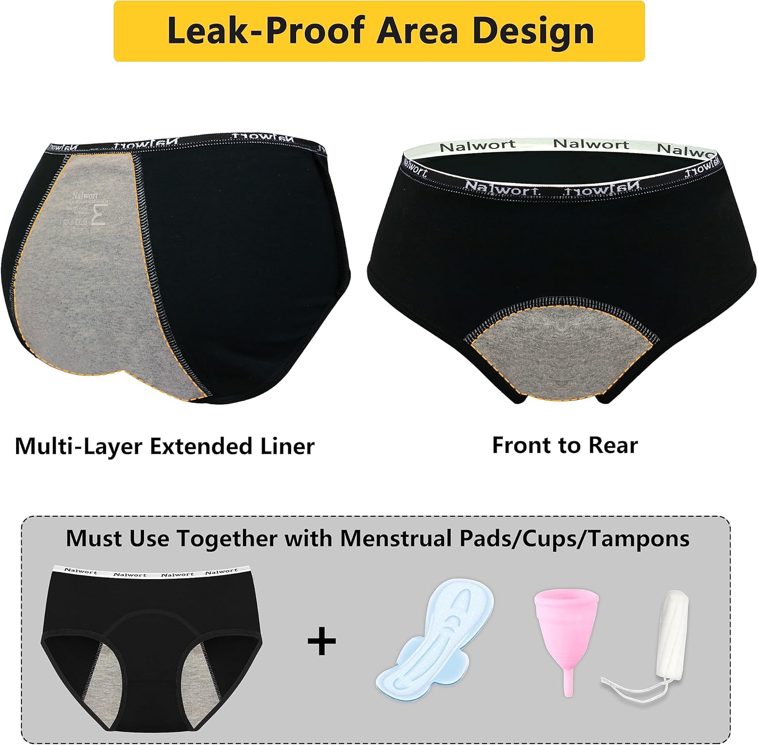 Nalwort Teen Girls Period Panties Cotton Leakproof Menstrual Underwear for First Period Starter - Image 2
