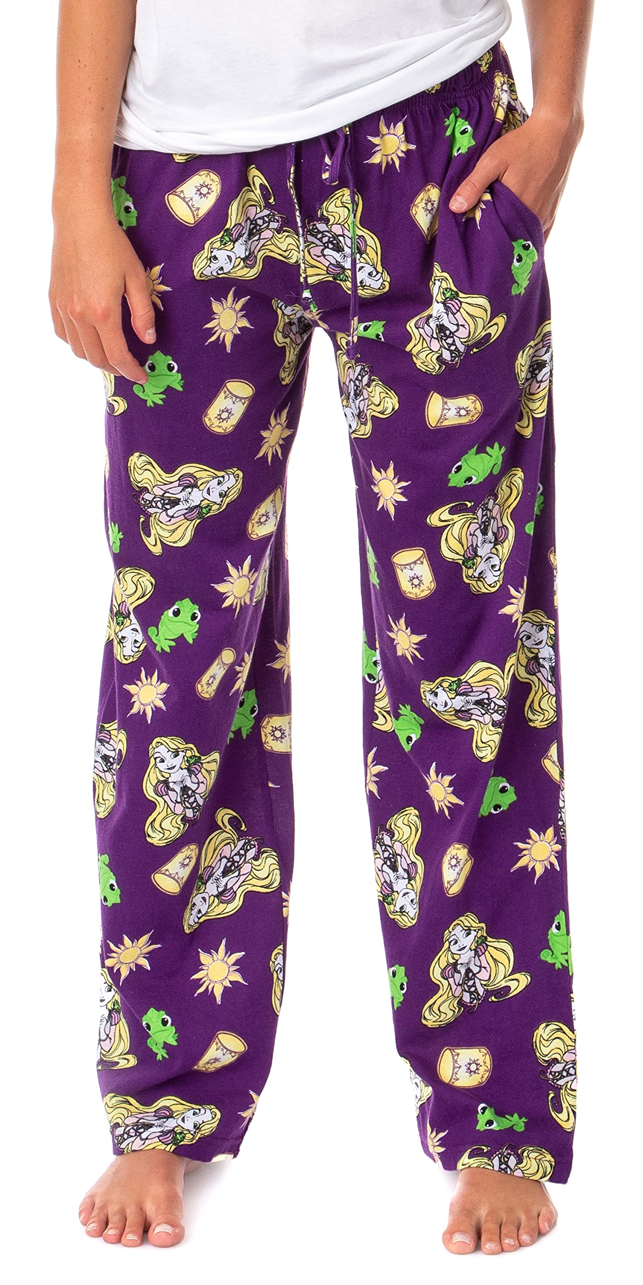 Disney Tangled Adult Rapunzel Pascal and Lanterns Pajama Lounge Sleep Pants  for Men and Women
