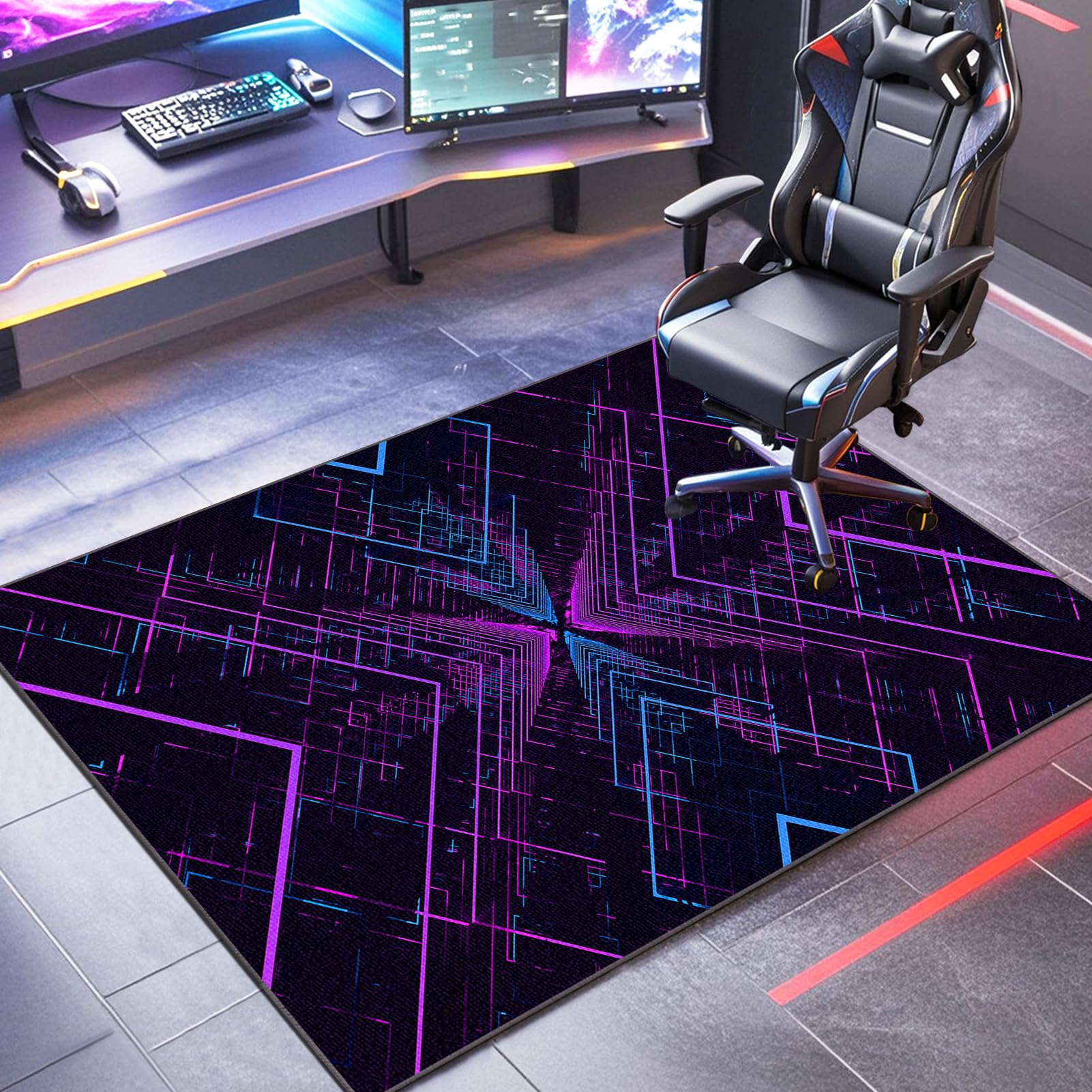 Alfombra para Silla Gaming 180 x 230 cm, Alfombrillas para sillas de Oficina, Protector Suelo con Ruedas, Alfombras para Sillas Antideslizante, Alfombra Silla Escritorio, Tapete para Silla de Oficina
