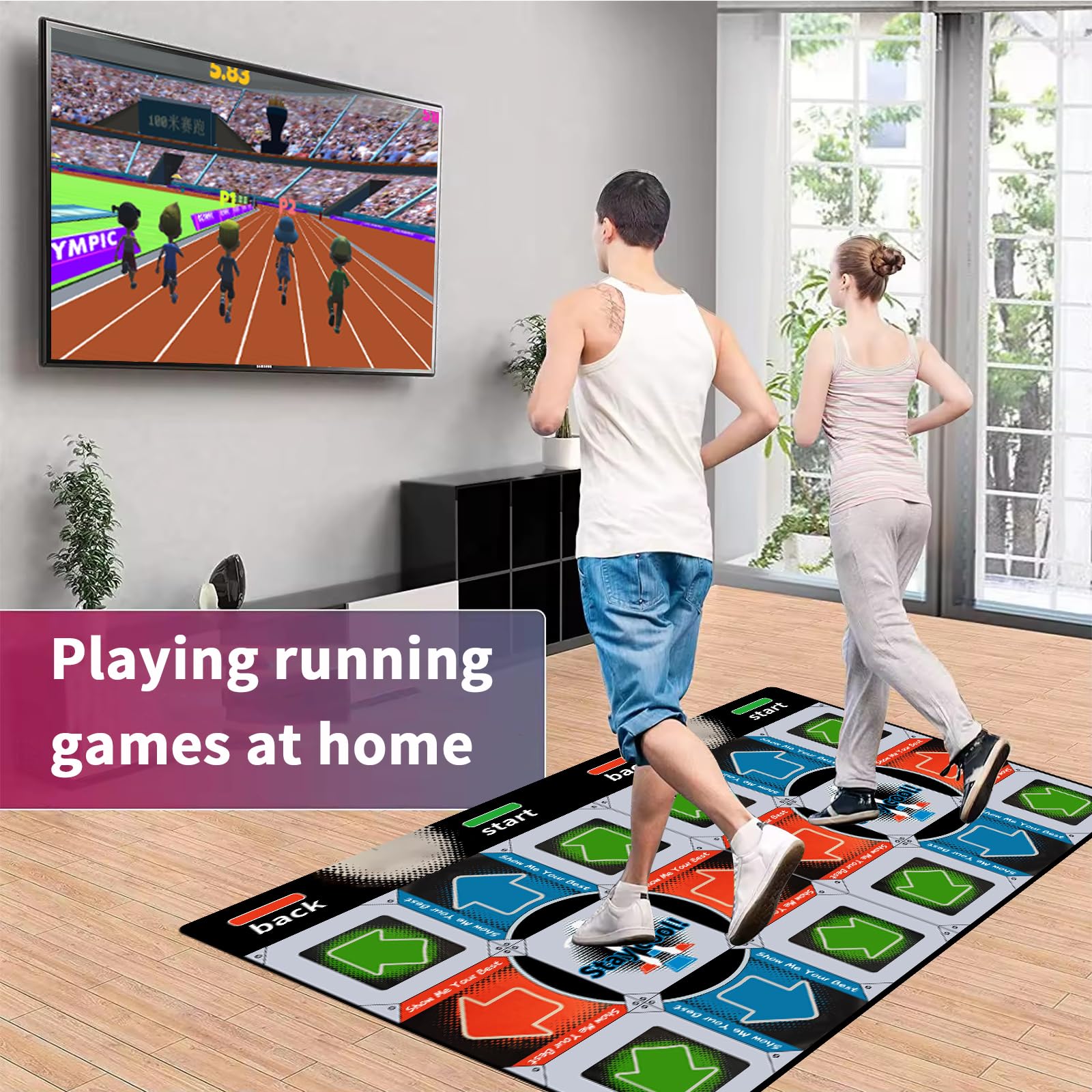 Tappetino da Ballo Antiscivolo, Giochi TV Doppia Macchina da Ballo Gioco Somatosensoriale Maniglia Wireless Tappetino da Yoga Tappetino da Ballo USB per PC A Doppio Uso con Manuale Inglese, Plug A
