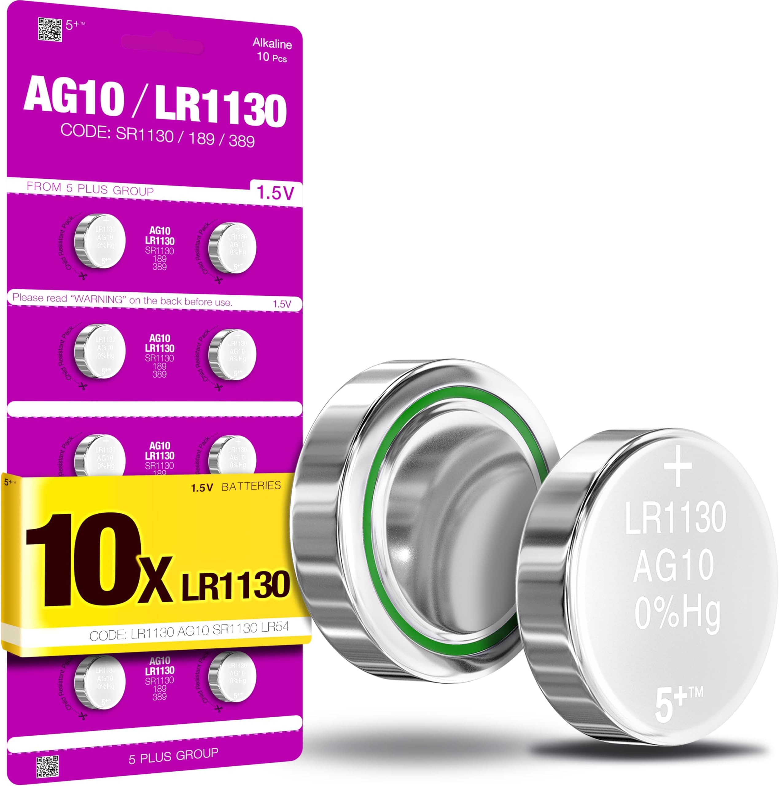 – LR1130 AG10 SR1130 389 390 LR54 1.5V Button Cell Batteries (10 Pack) – Long Lasting Coin Batteries for Watches, Toys, Calculators & Small Electronics