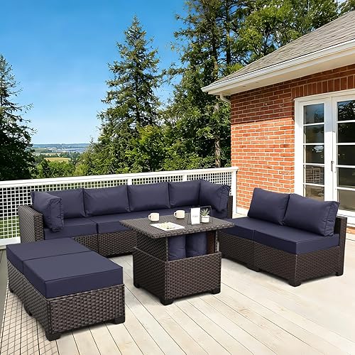 9 Pieces Wicker Patio Furniture Set Outdoor PE Rattan Sectional