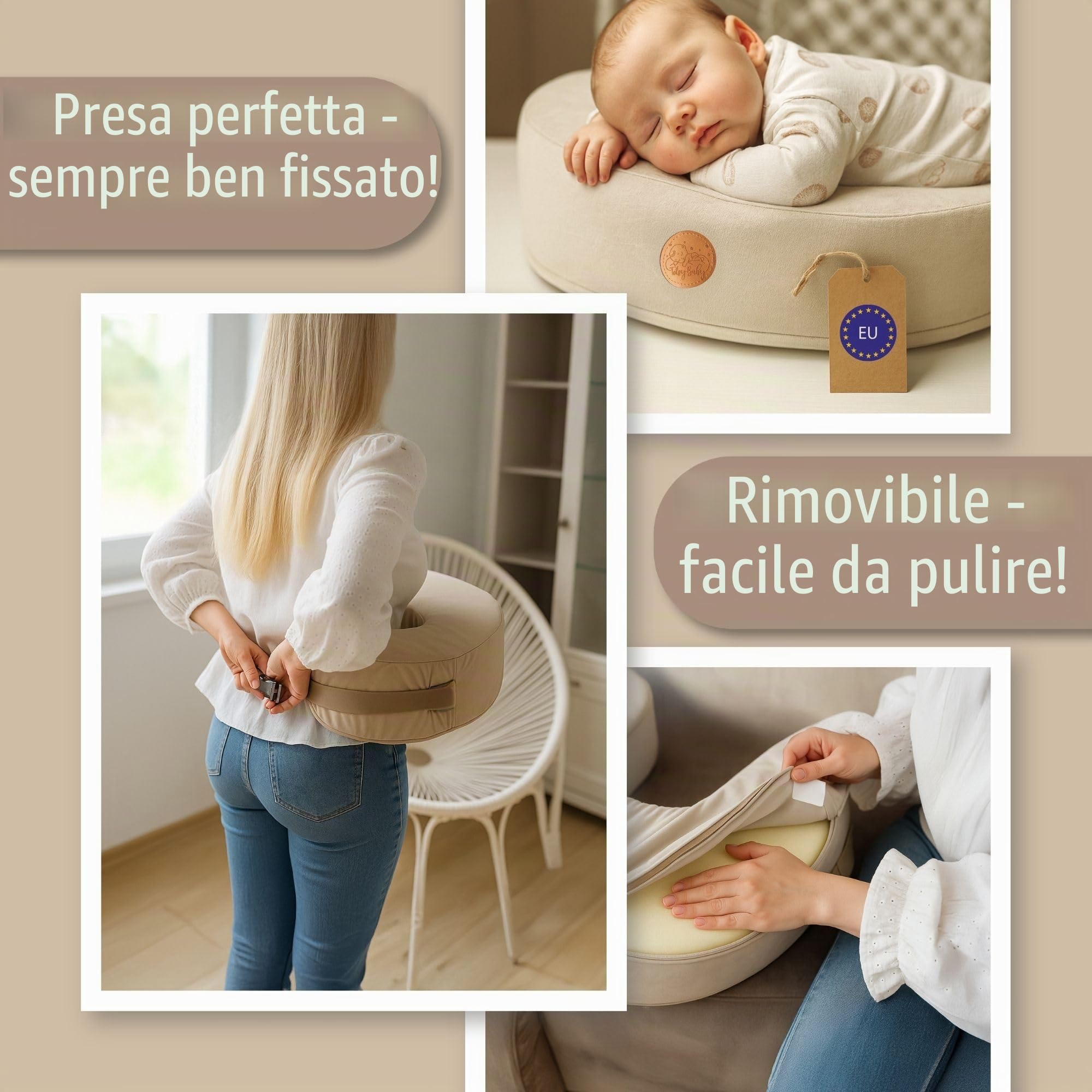 Totsy Baby Cuscino allattamento in memory foam - Supporto ergonomico per neonato e mamma Perfetto per allattare in comodità e rilassarsi dopo la gravidanza Beige