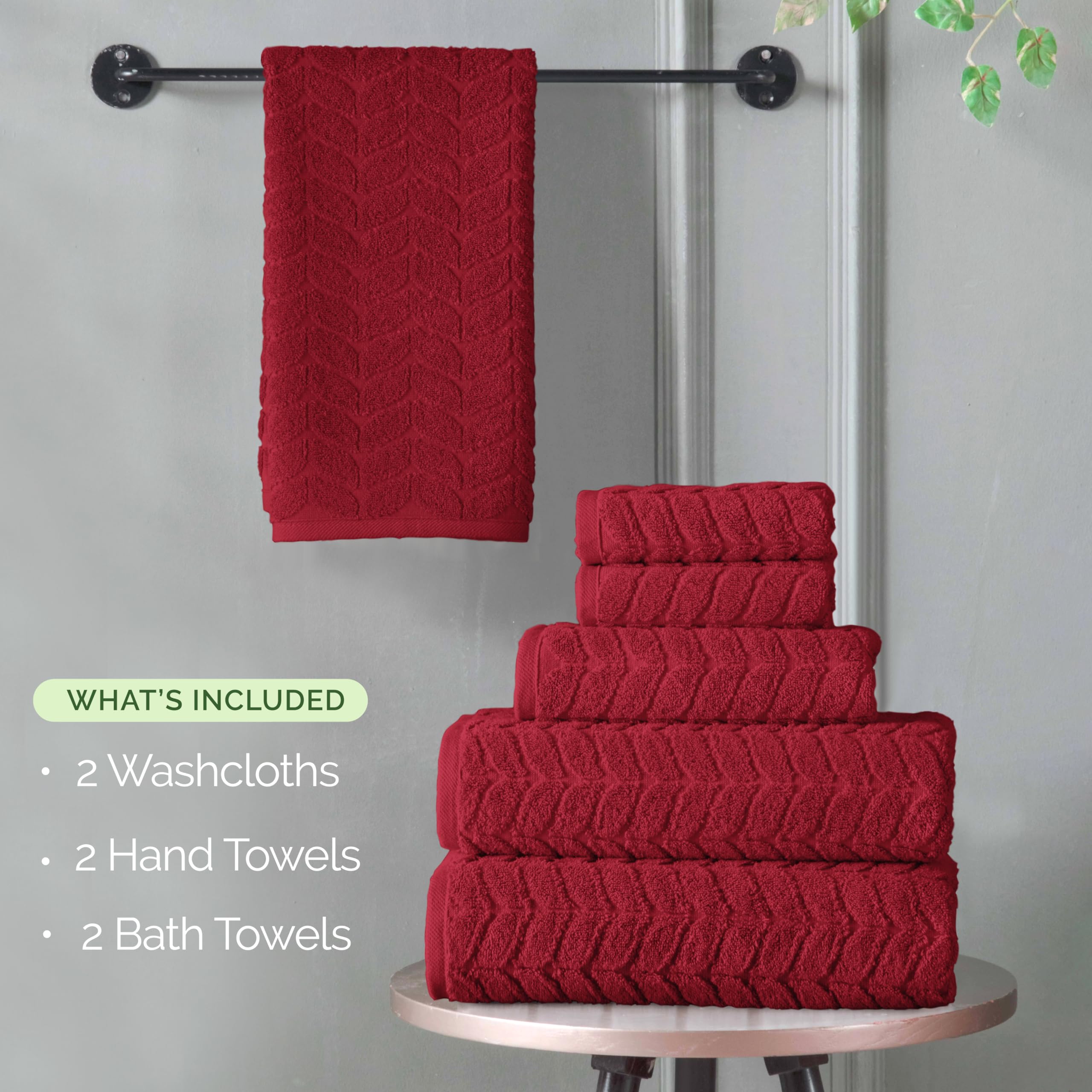 Lot De 6 Serviettes : 2 Bidet + 2 Mains + 2 Serviettes De Bain Mauve