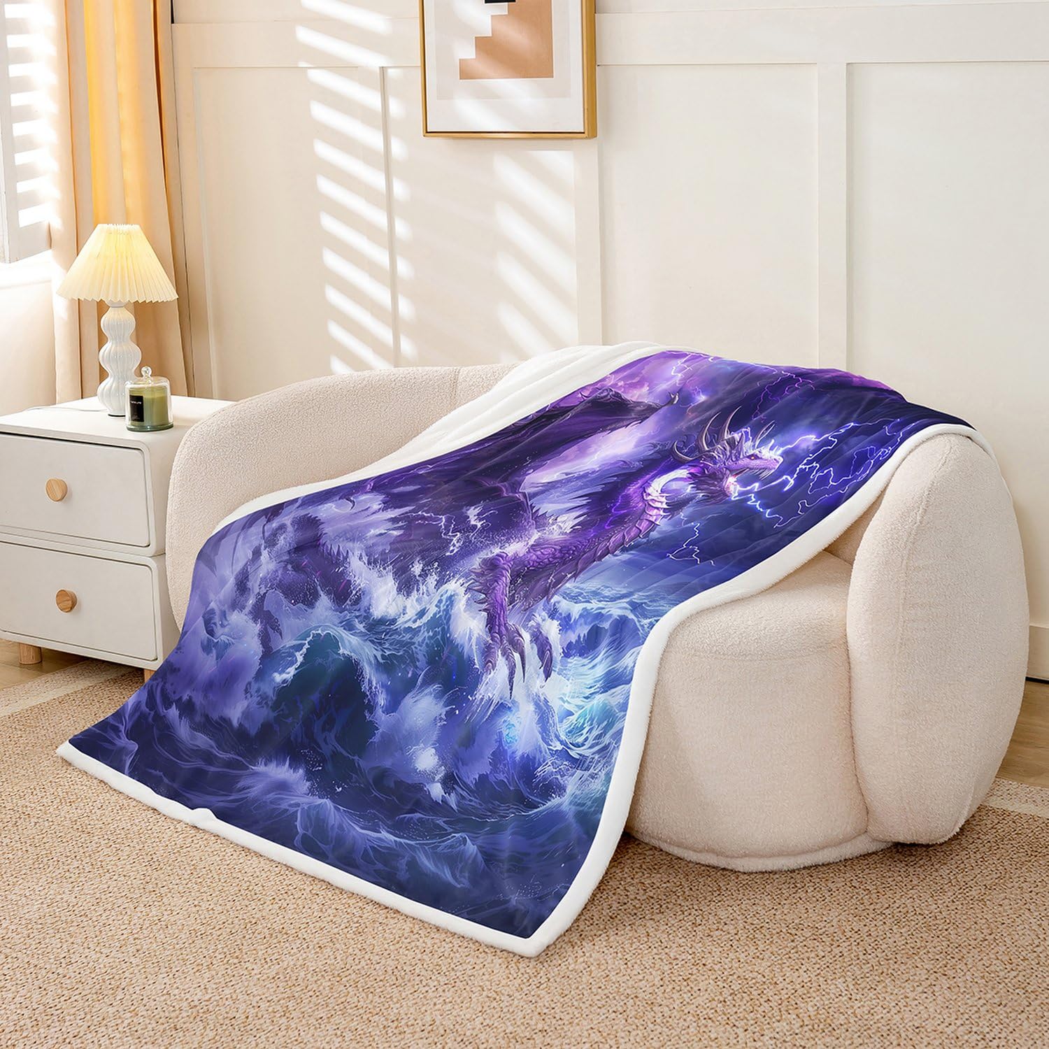 Amazon.com: Manfei Western Dragon Throw Blanket,Dragon Lightning