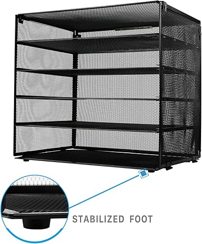 Miniatura 6 de CLATINA Organizador de archivos de escritorio de 5 niveles con bandejas de cartas de papel de malla metálica para oficina en el hogar, paquete de 2