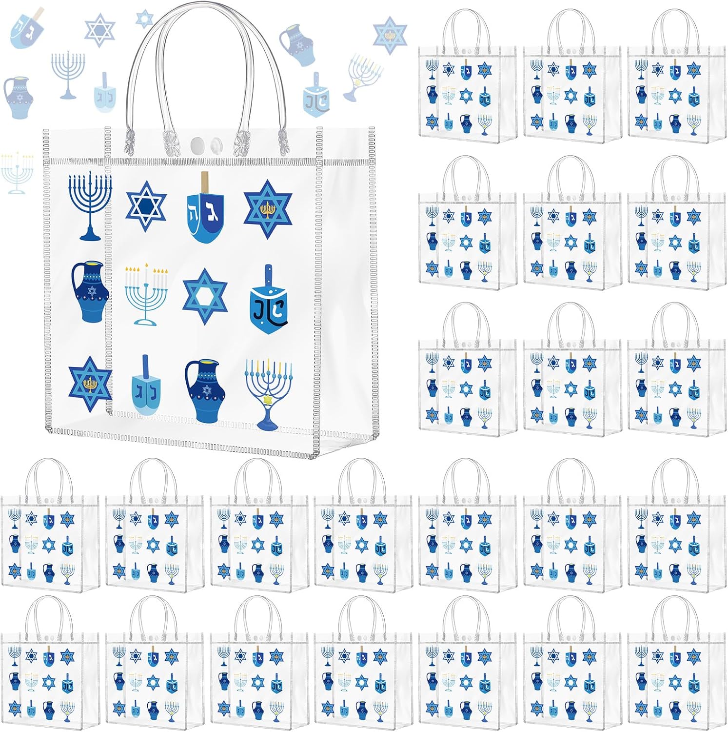 Kosiz 24 Pcs Christian Church Gift Bags Bulk Mothers Day Gifts Bags PVC Clear with Handles Religious Bible Verse Cross Treat Gift for Women Church Party Favor Supplies
