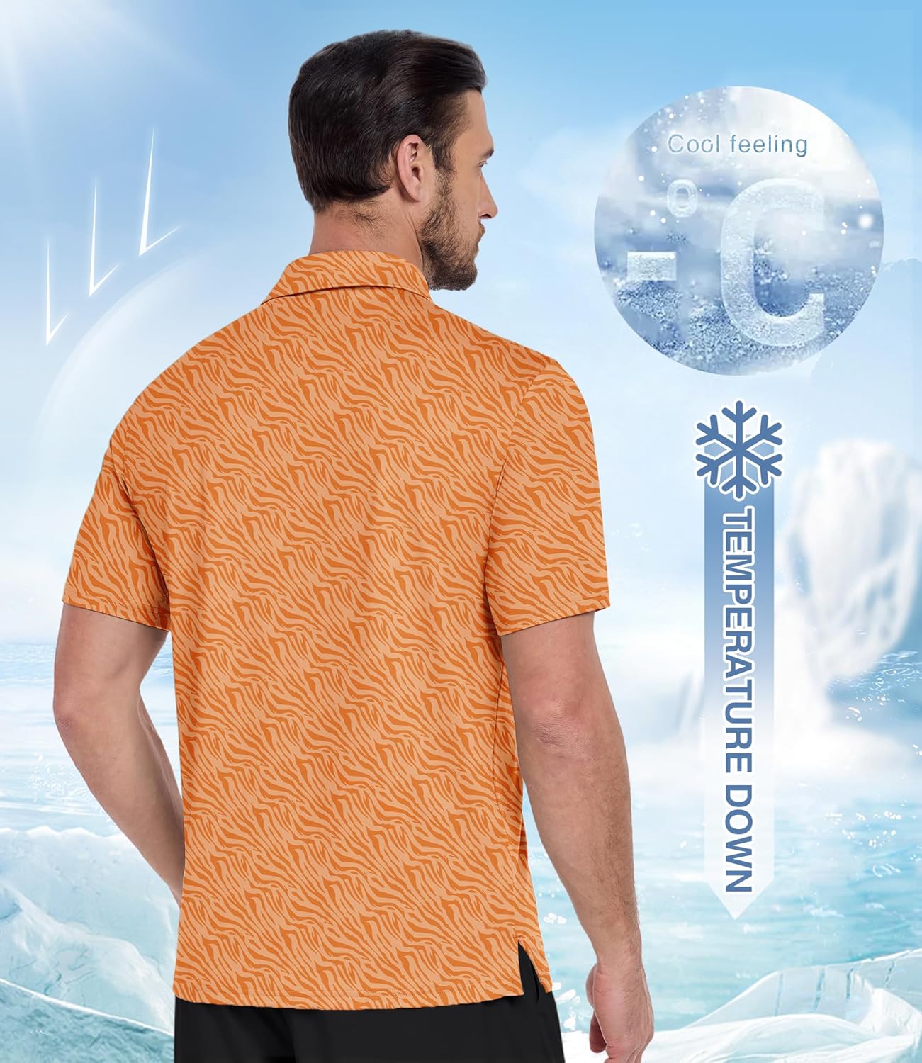 ZITY Men's Golf Polo Shirt Short Sleeve Performance Moisture Wicking Collared Print Shirt for Golf and Casual Wear - Image 3