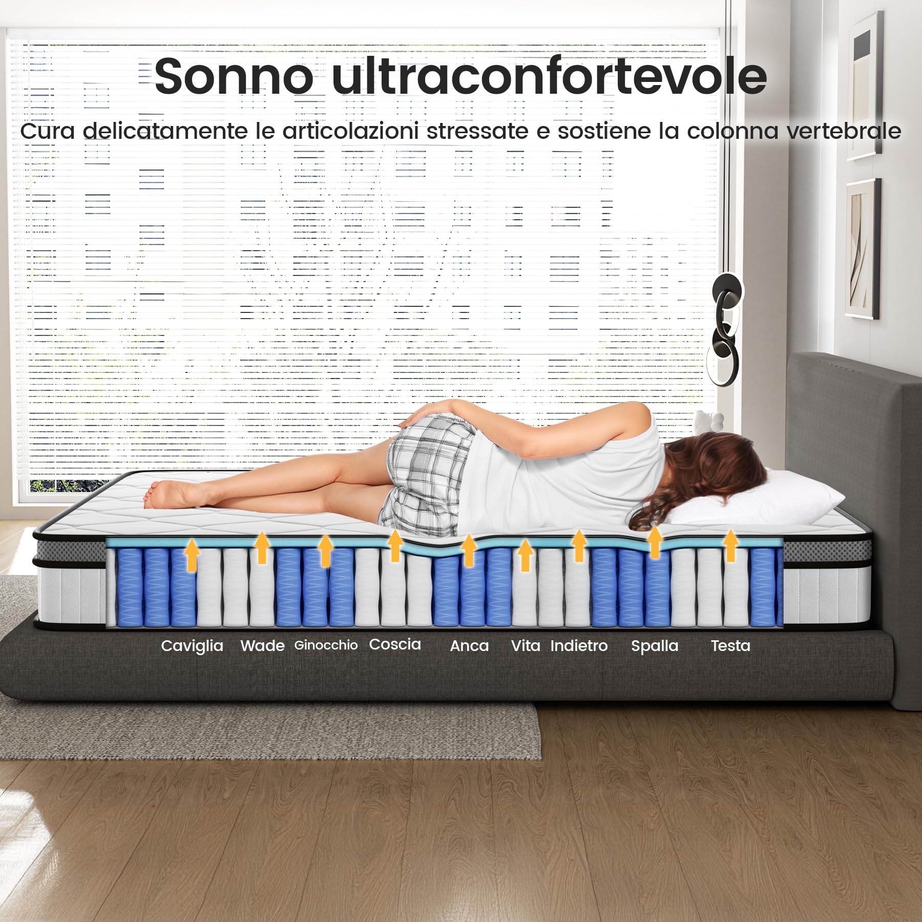 BedStory Materasso Singolo 120x190CM, Altezza 20cm con certificazione OEKO-TEX,Materasso Insacchettate Indipendenti,Materassi a Molle e Schiuma, Elevata Traspirabilità