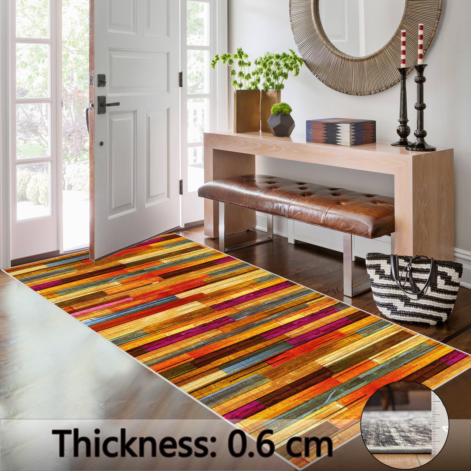 Dywan kuchenny, 80 x 400 cm, chodnik do przedpokoju, antypoślizgowy chodnik na korytarz, zmywalny, niskie runo, wycieraczka podłogowa, chłonny chodnik do przedpokoju, sypialni, łazienki, salonu