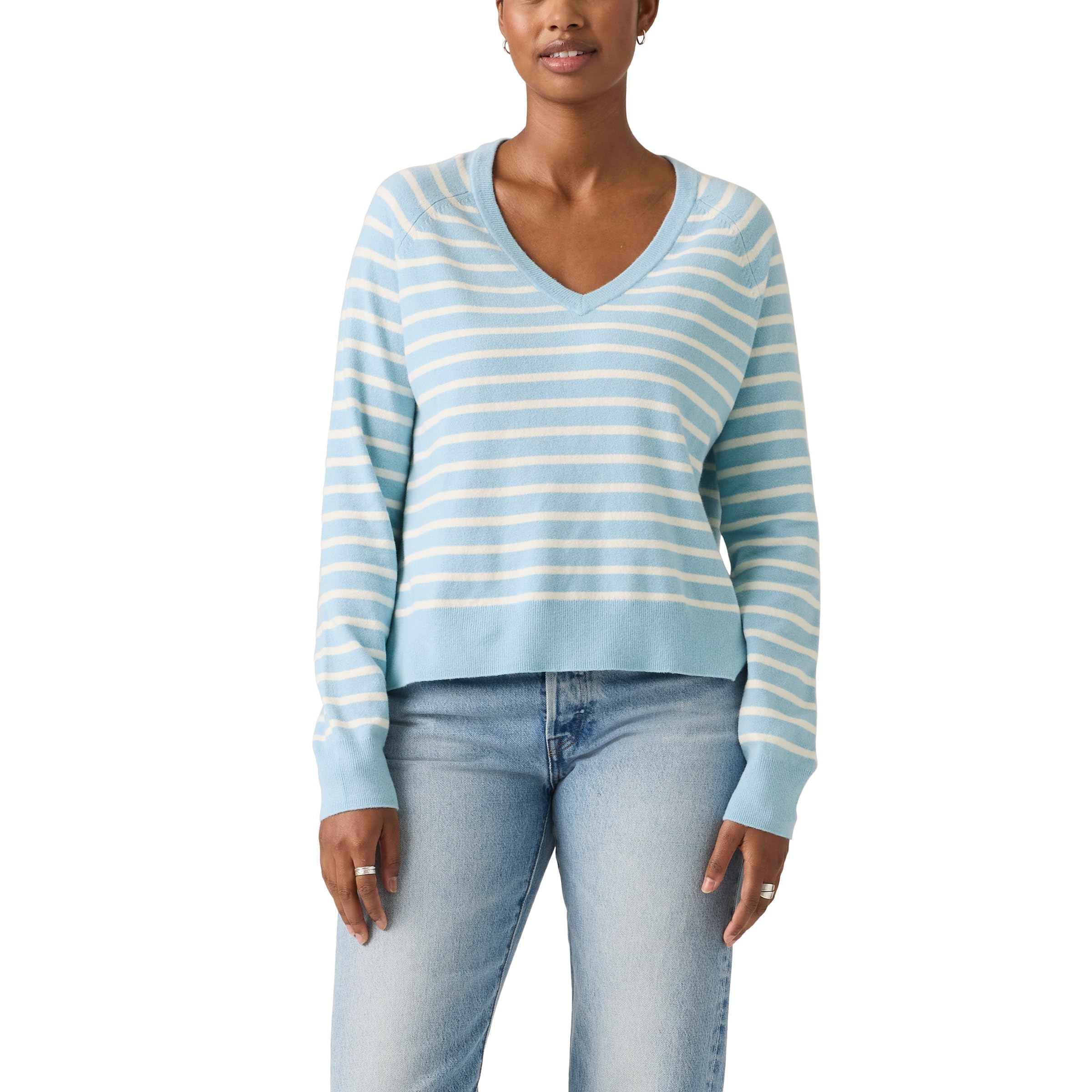 Levi's Damen Tara Super Soft Vneck Pullover, Parisienne Stripe Gl, L