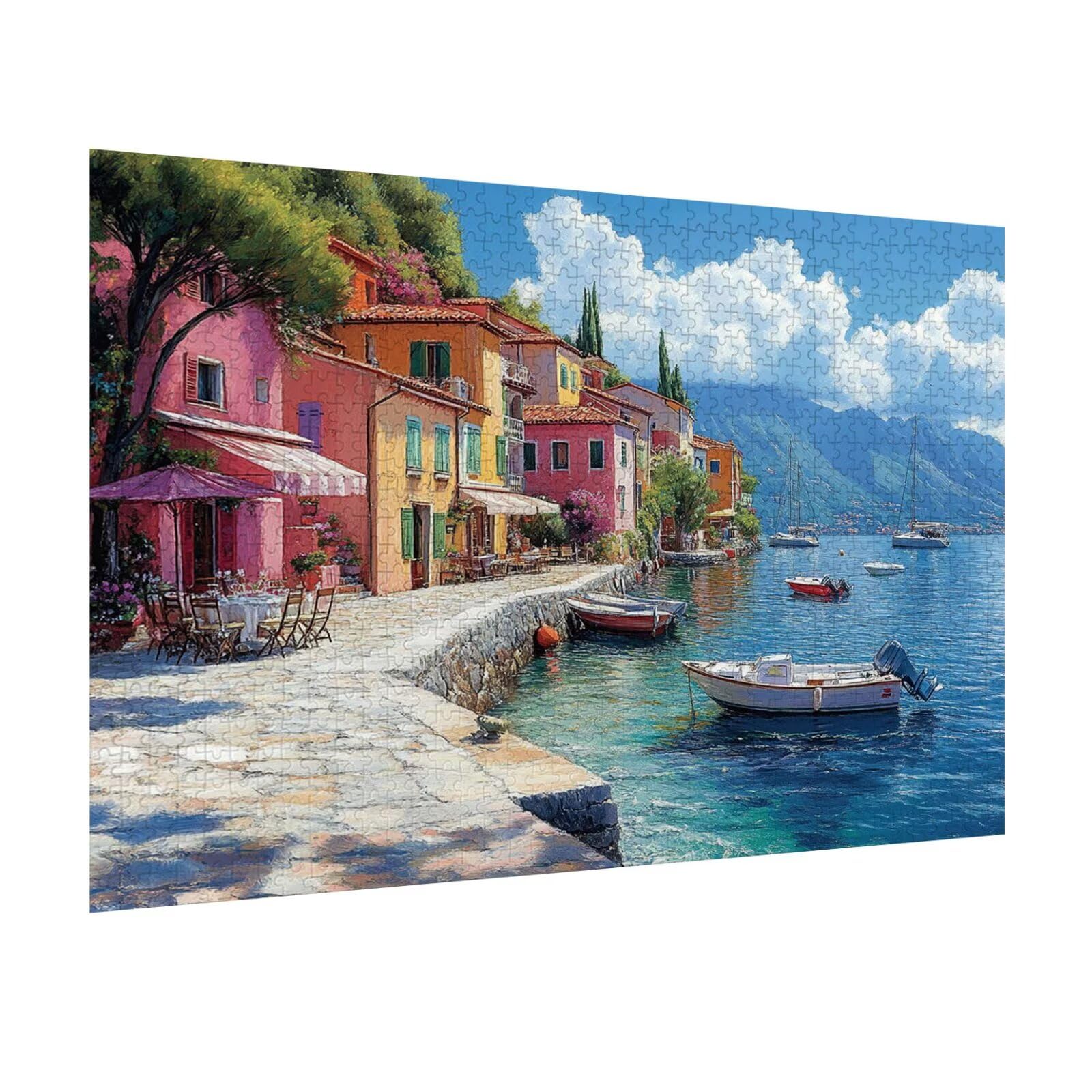Puzzle 3000 Teile für Erwachsene, 3D Puzzle Meer Holzpuzzles, n-215 | Puzzlematte Kleine Stadt, Heimunterhaltung, Entspannung Meditationspuzzle, Impossible Klassische Jigsaw Puzzles, Home Decor