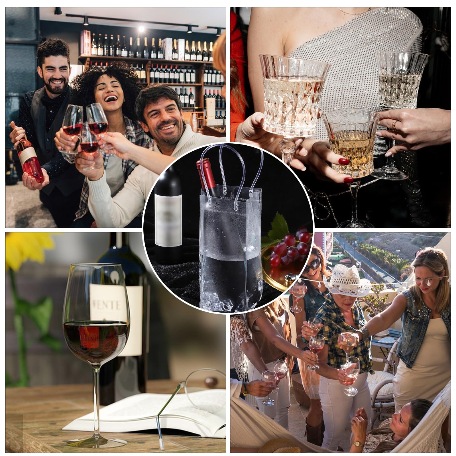2 PCS Wine Cooler Bag, Clear Pvc Ice Wine Bag with Handle, Portable Foldable Wine Cooler Sleeve Bottle Bags for Party, Outdoor, Champagne, Cold Beer, White Wine Beverage — Amazon image 7