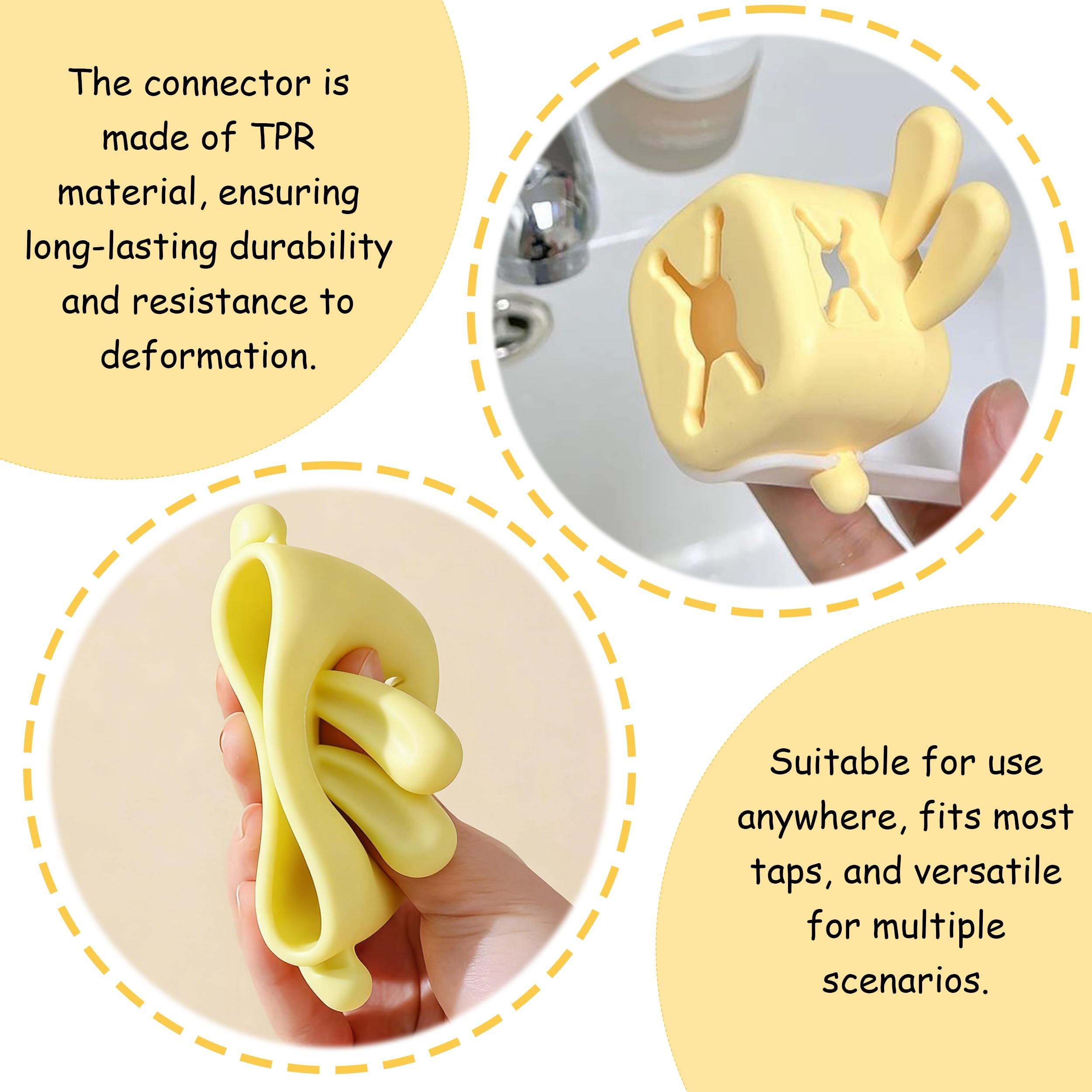 Prolongateur de Robinet Enfant Jaune, Rallonge de Robinet Mignonne avec Oreilles de Lapin en Plastique, Extension pour Lavabo d'Enfants, Facile à Installer pour Cuisine et Salle de Bain